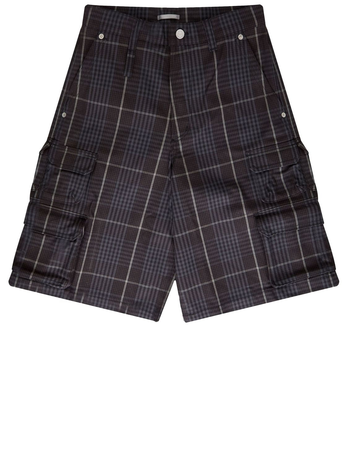 Dior Brown Check Cotton Bermuda Shorts For Men With  Leather Patch