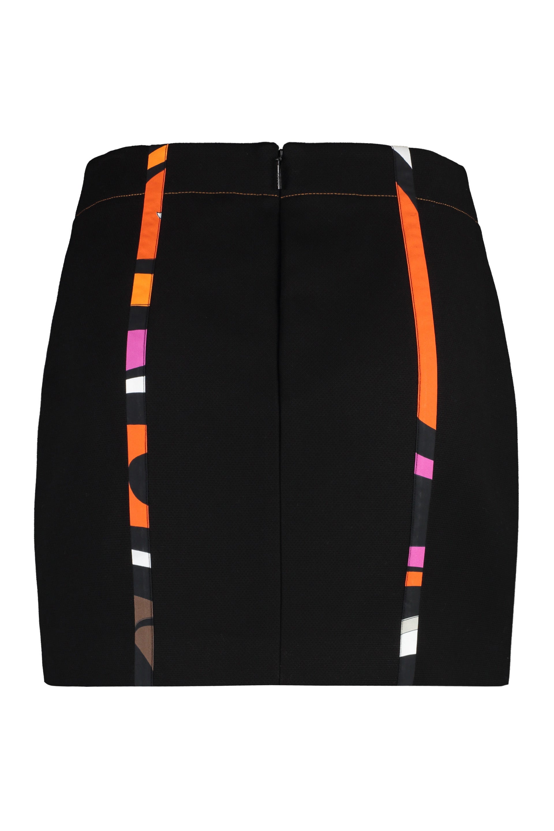 Shop Emilio Pucci Fall 2023 Mini-skirt With Contrasting Color Stitching And Buttons Front Slit In Black