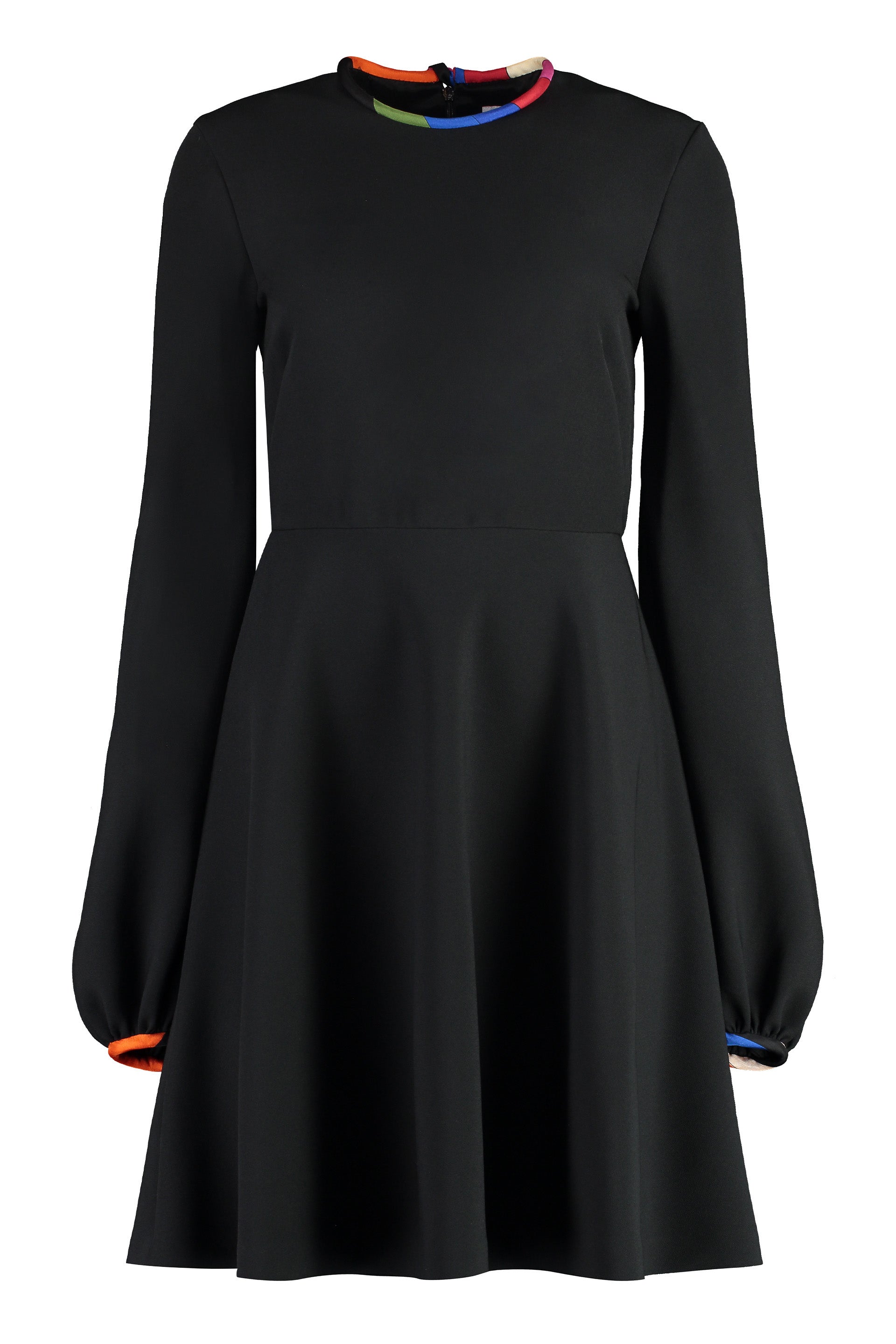 Emilio Pucci Black Contrast Insert Dress With Balloon Sleeves And Back Bow For Women
