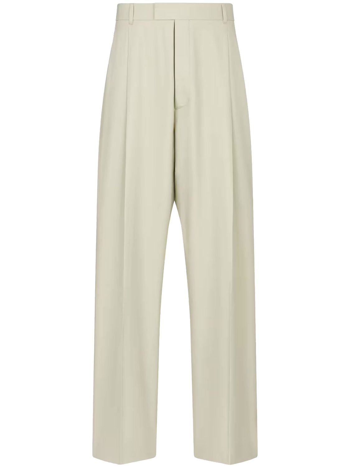 Dior Men's Wide-leg Pleated Pants In Beige Cotton & Silk
