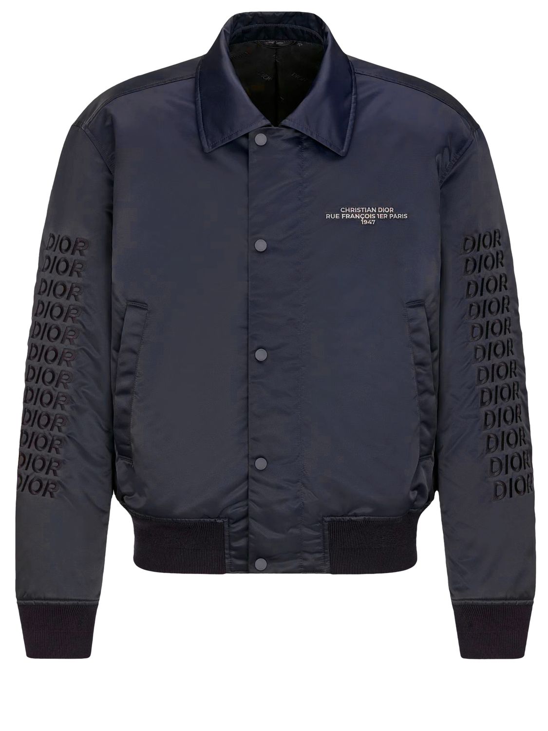 Dior Navy Blue Technical Twill Bomber Jacket For Men