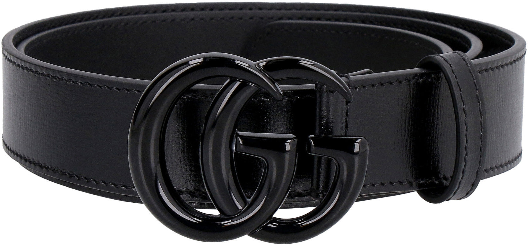 Shop Gucci Men's Leather Belt With Interlocking G Buckle In Black