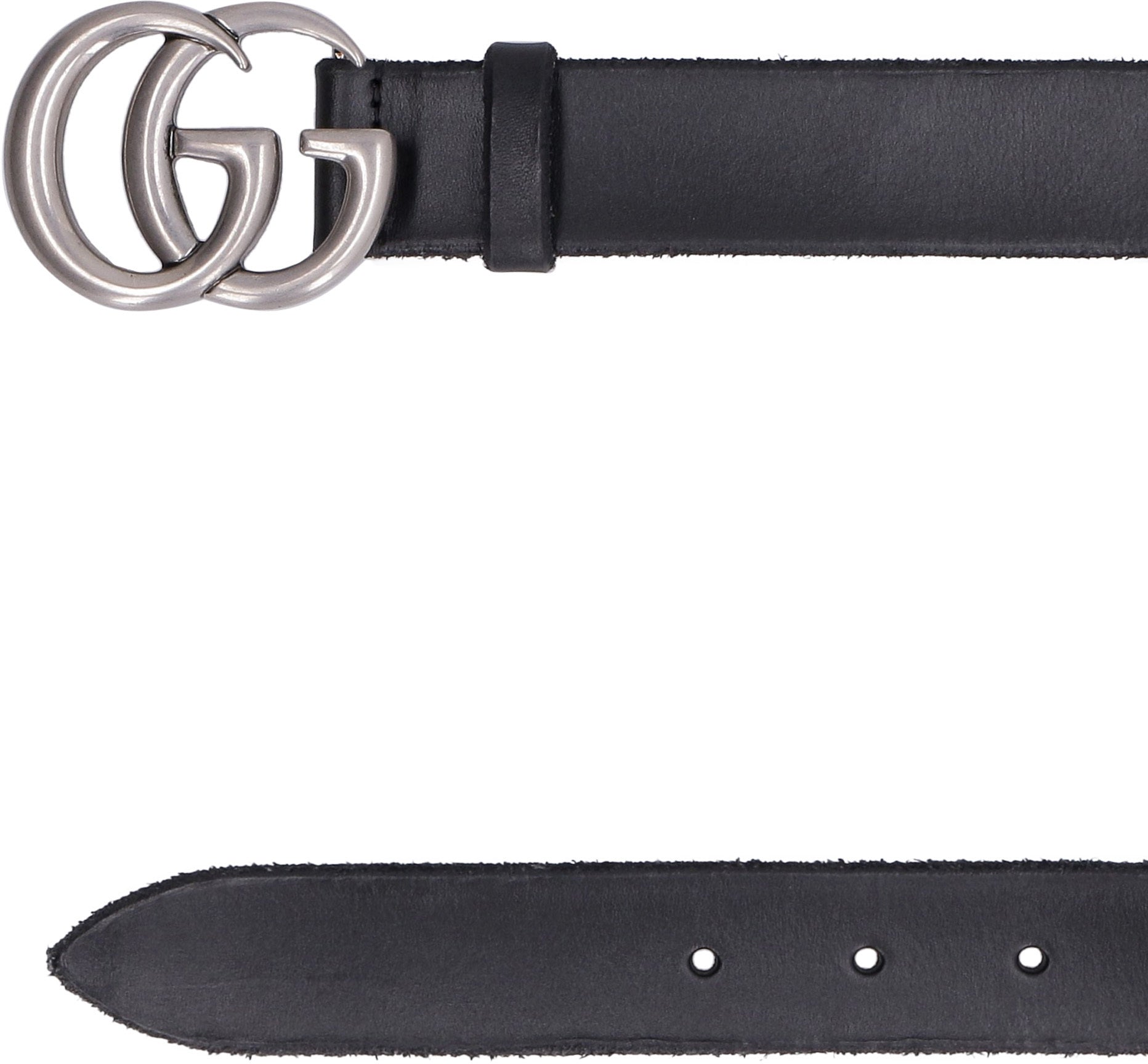 Shop Gucci Stylish Men's Black Leather Belt With Antiqued Silver-tone Double G Buckle