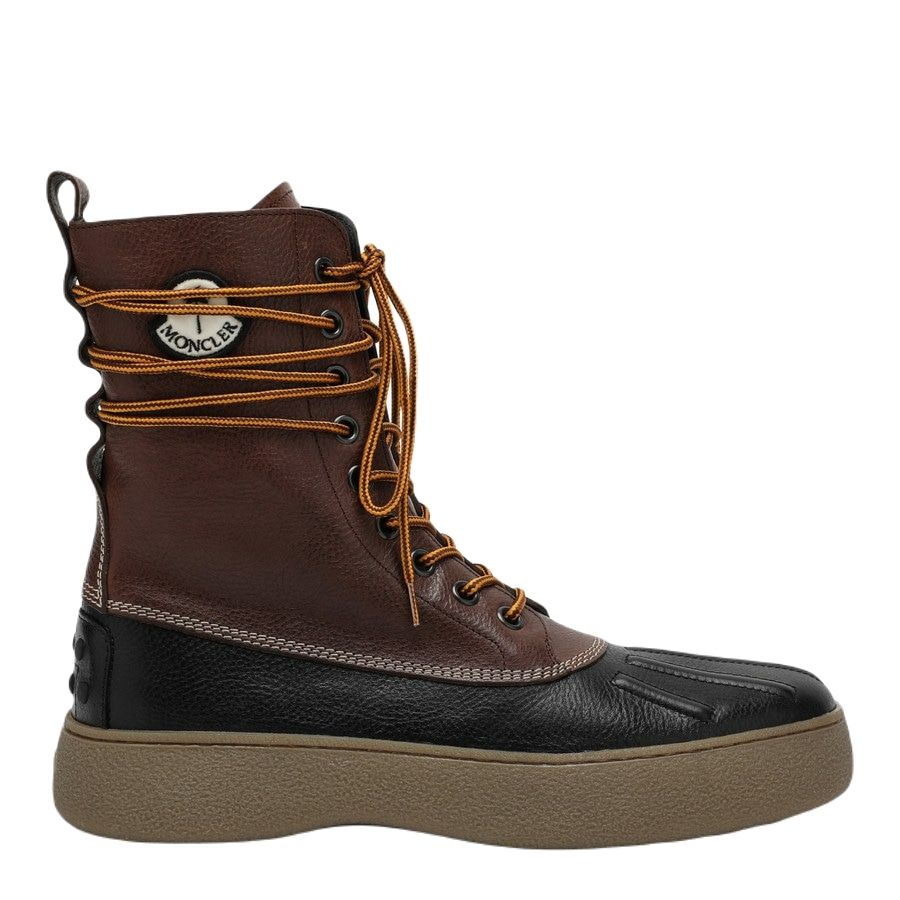Moncler Genius Men's Palm Angels Leather Boots In Brown