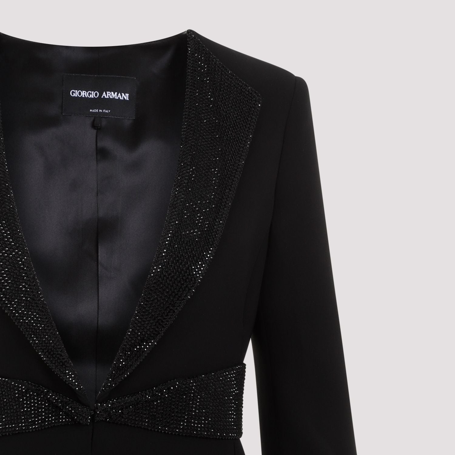 Shop Giorgio Armani Black Embroidered Silk Jacket For Women