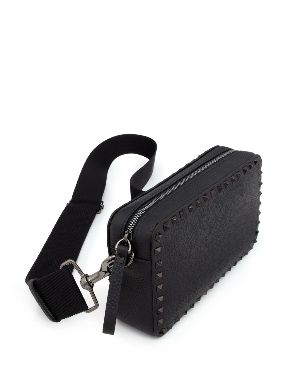 Shop Valentino Rockstud Leather Crossbody Handbag In Black