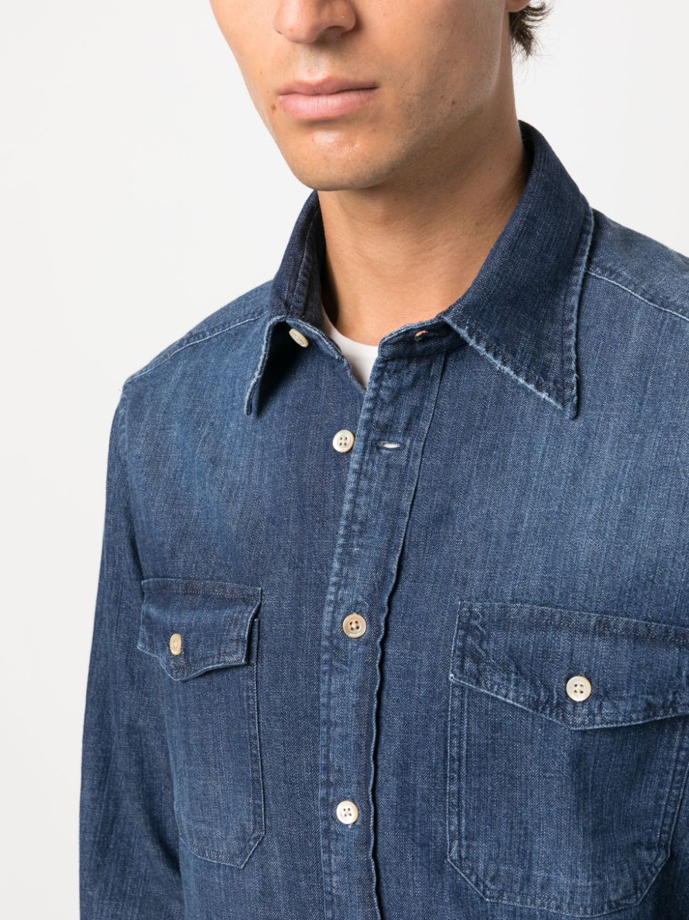 Shop Boglioli Men's Denim Button-down Shirt In Blue For Fw23