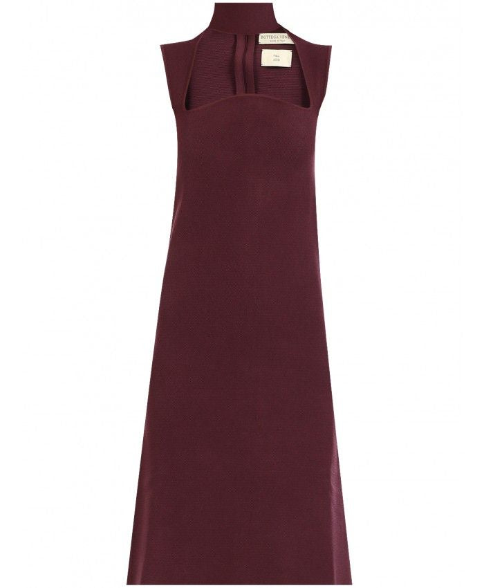 Bottega Veneta Burgundy T-shirt Dress With Open Collar For Women In Purple