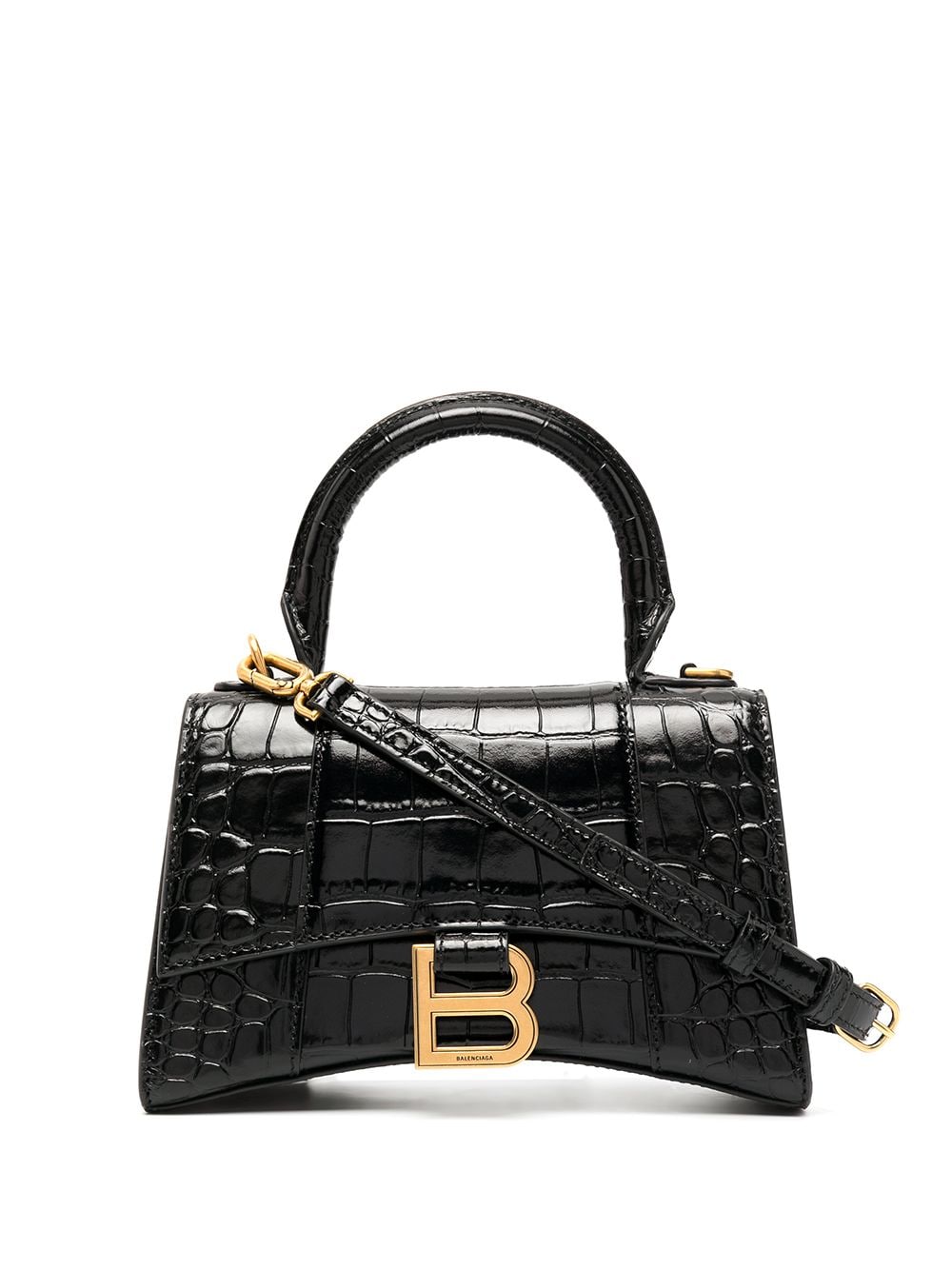 Shop Balenciaga Black Leather Hourglass Top-handle Tote Handbag For Women