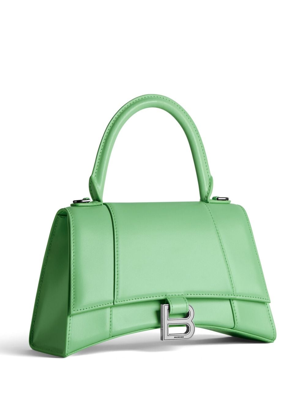 Shop Balenciaga Green Hourglass Leather Handbag For Women