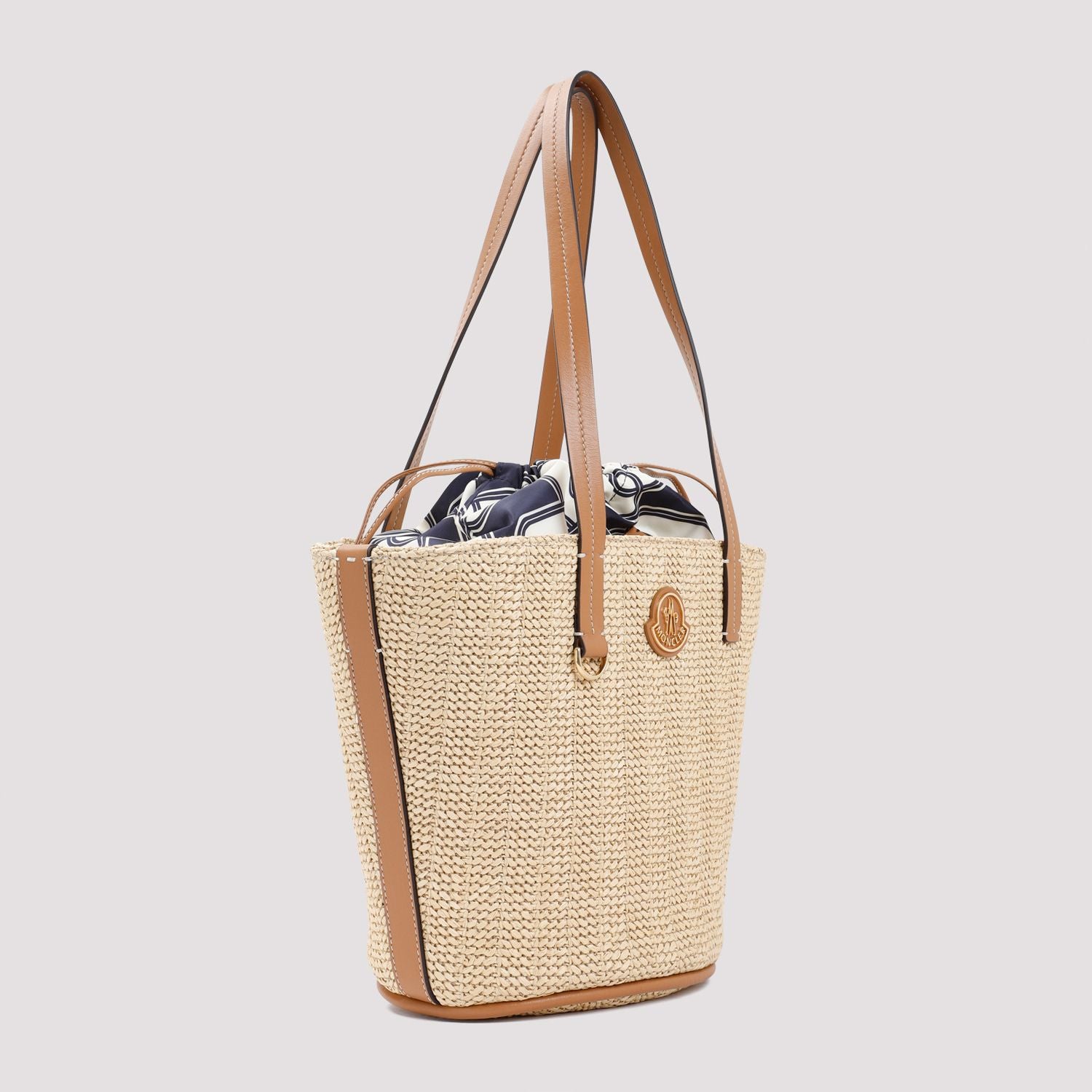 Shop Moncler Beige Raffia Tote Handbag For Women In F22