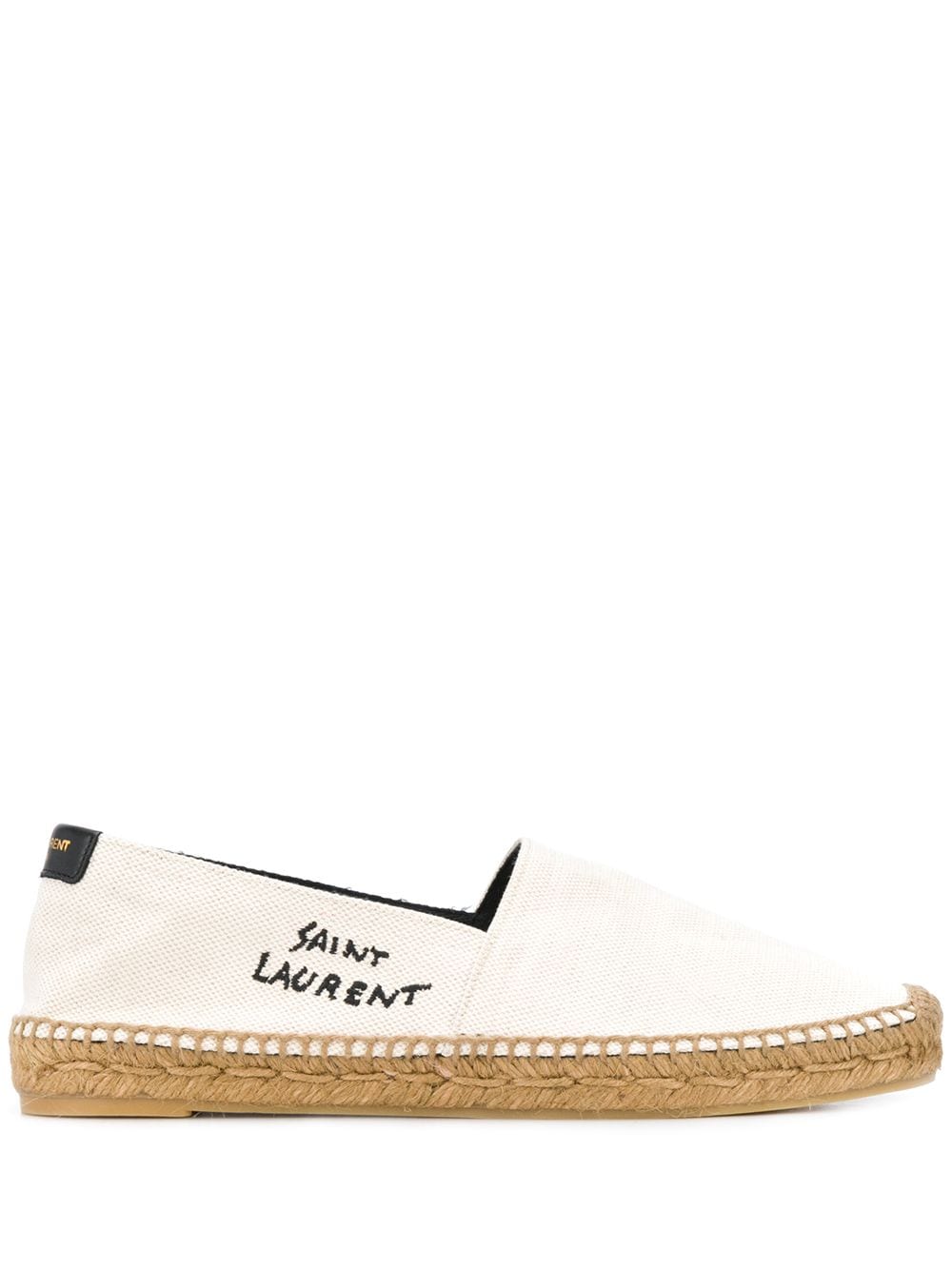 Shop Saint Laurent Sleek And Chic Ivory Logo-embroidered Espadrilles For Women | Ss24 Collection In Beige