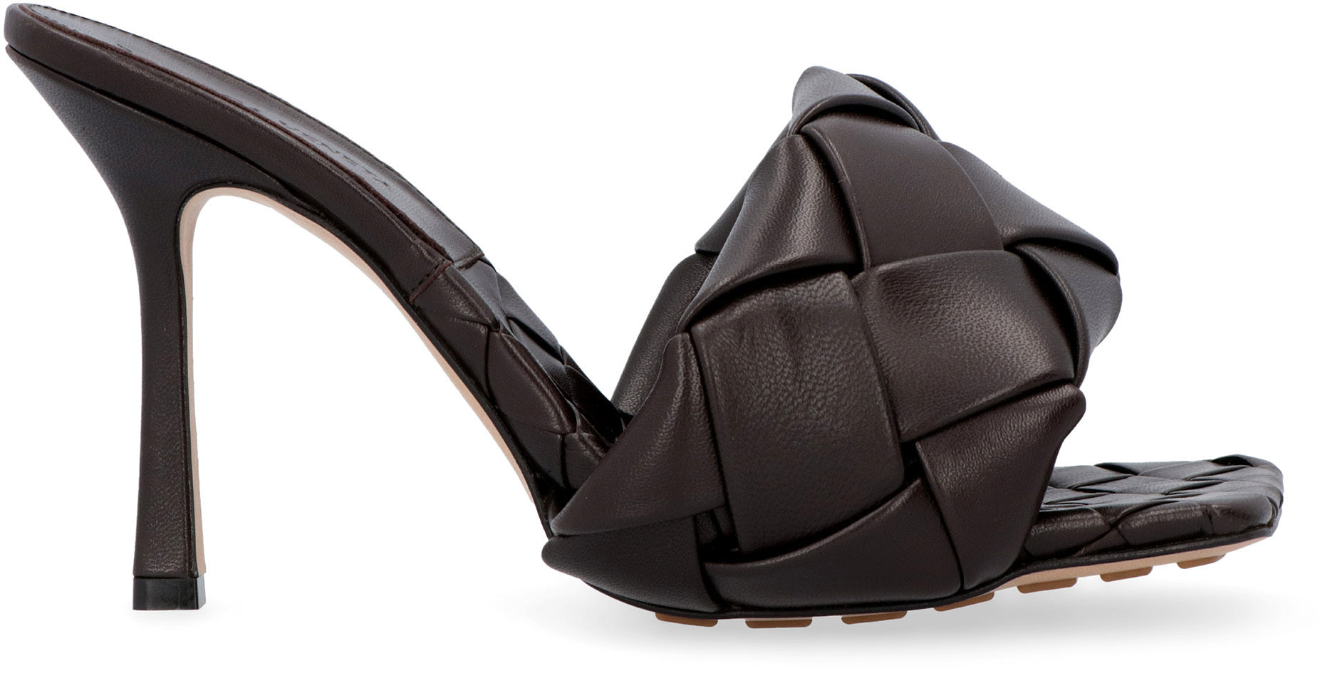 Shop Bottega Veneta Woven Leather Sandals With Stiletto Heels For Women In Purple