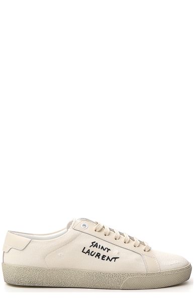 Saint Laurent Classic Embroidered Sneakers For Women In White