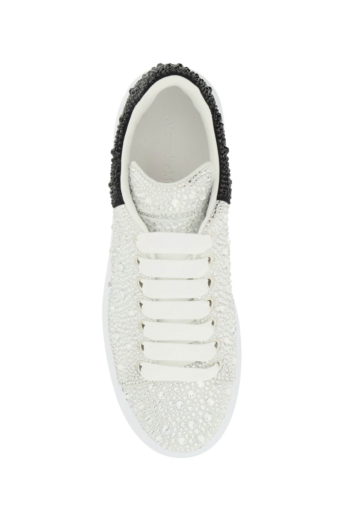 Shop Alexander Mcqueen Oversized Leather Sneakers With Crystal Detailing For Women In Multicolor