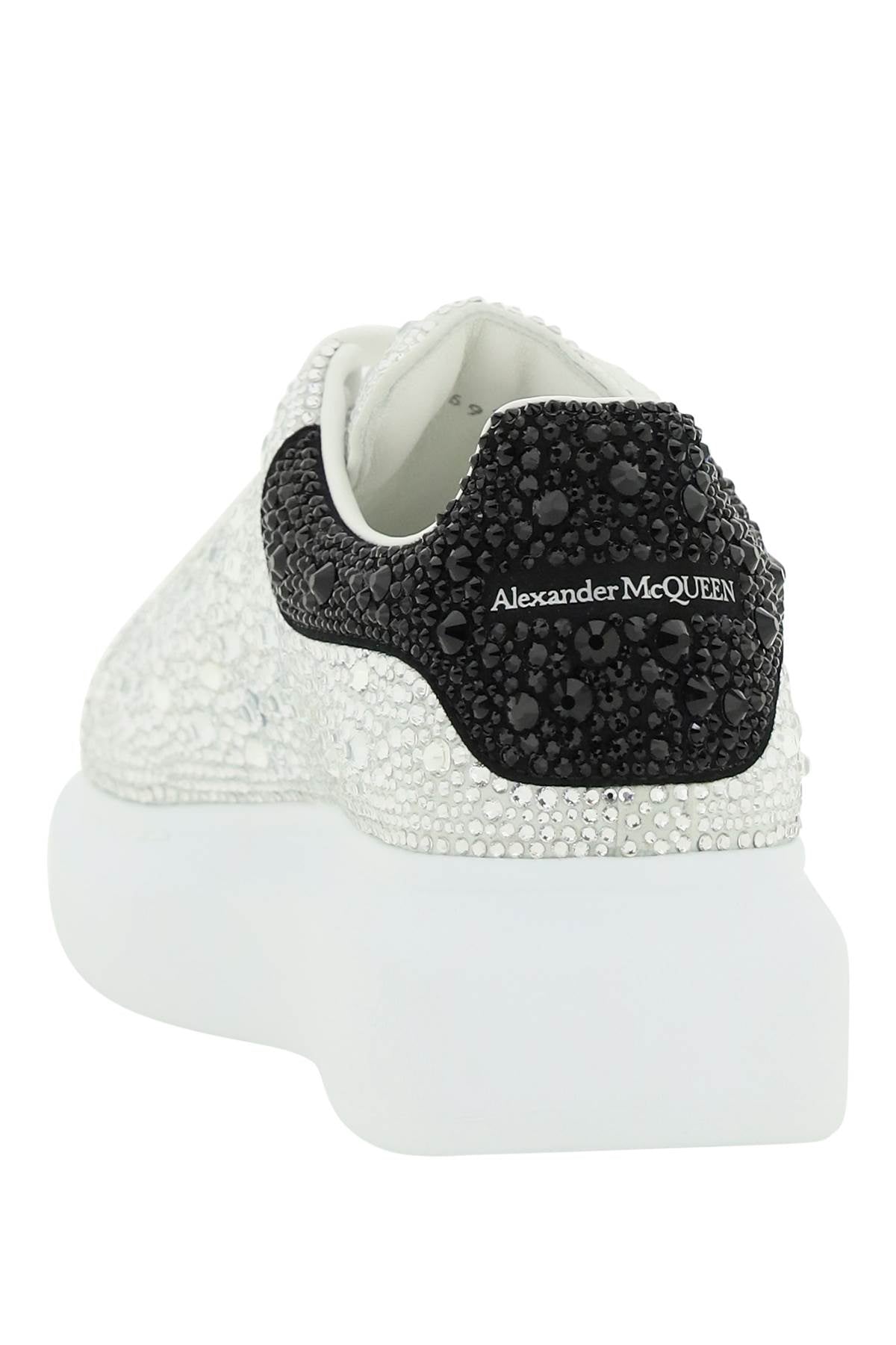 Shop Alexander Mcqueen Oversized Leather Sneakers With Crystal Detailing For Women In Multicolor