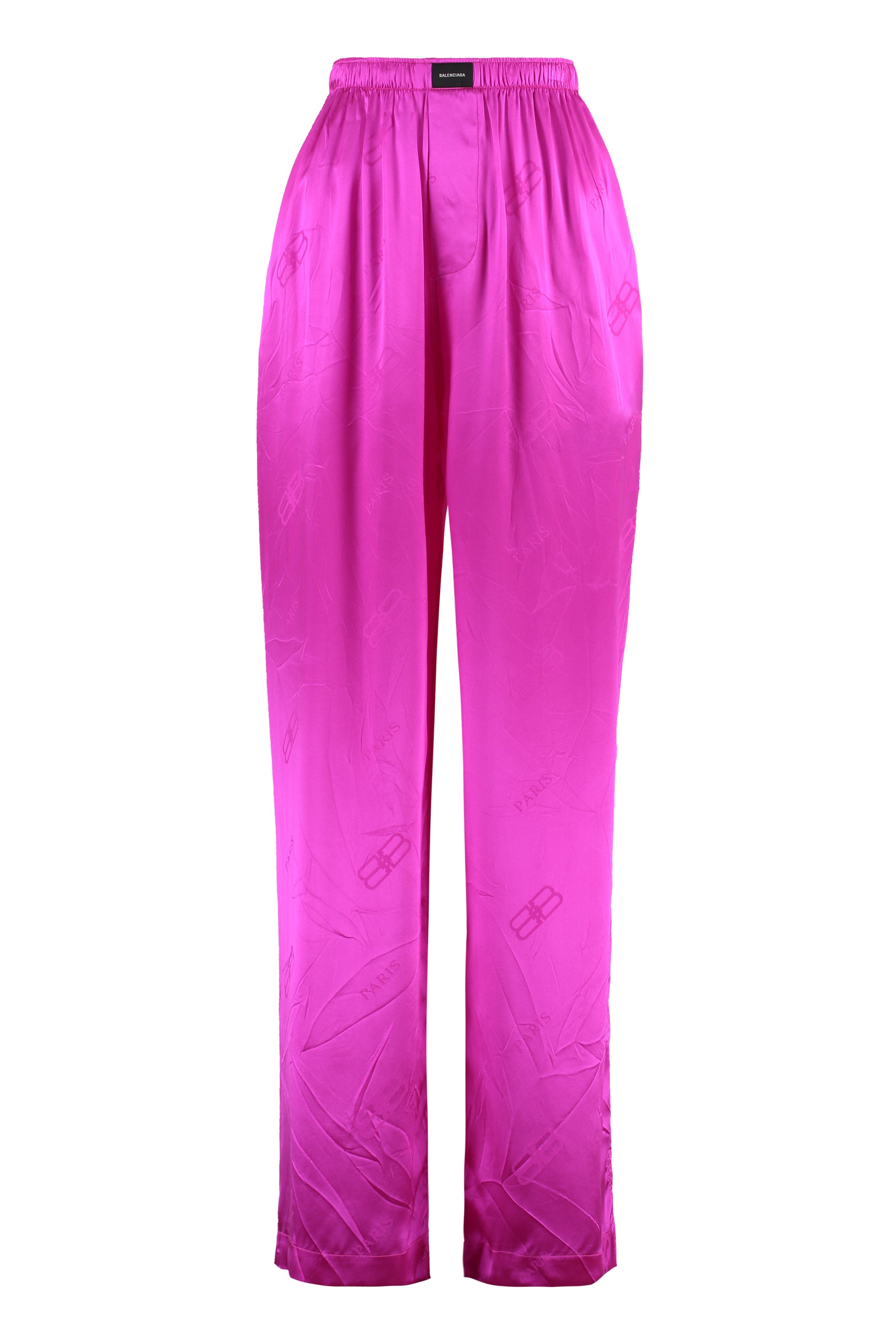 Shop Balenciaga Silk Pajama Pants In Fuchsia For Women