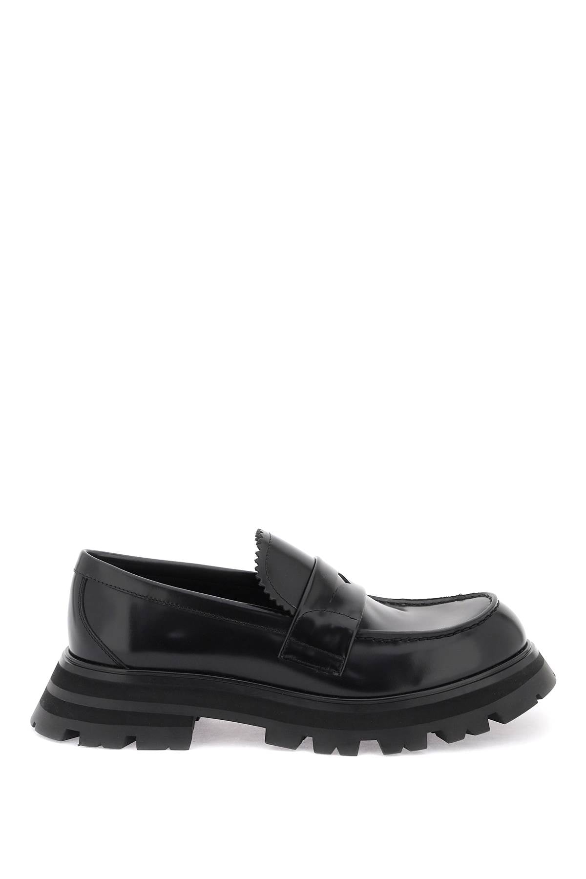 Alexander Mcqueen Sophisticated And Edgy Brushed Leather Loafers For Women In Black