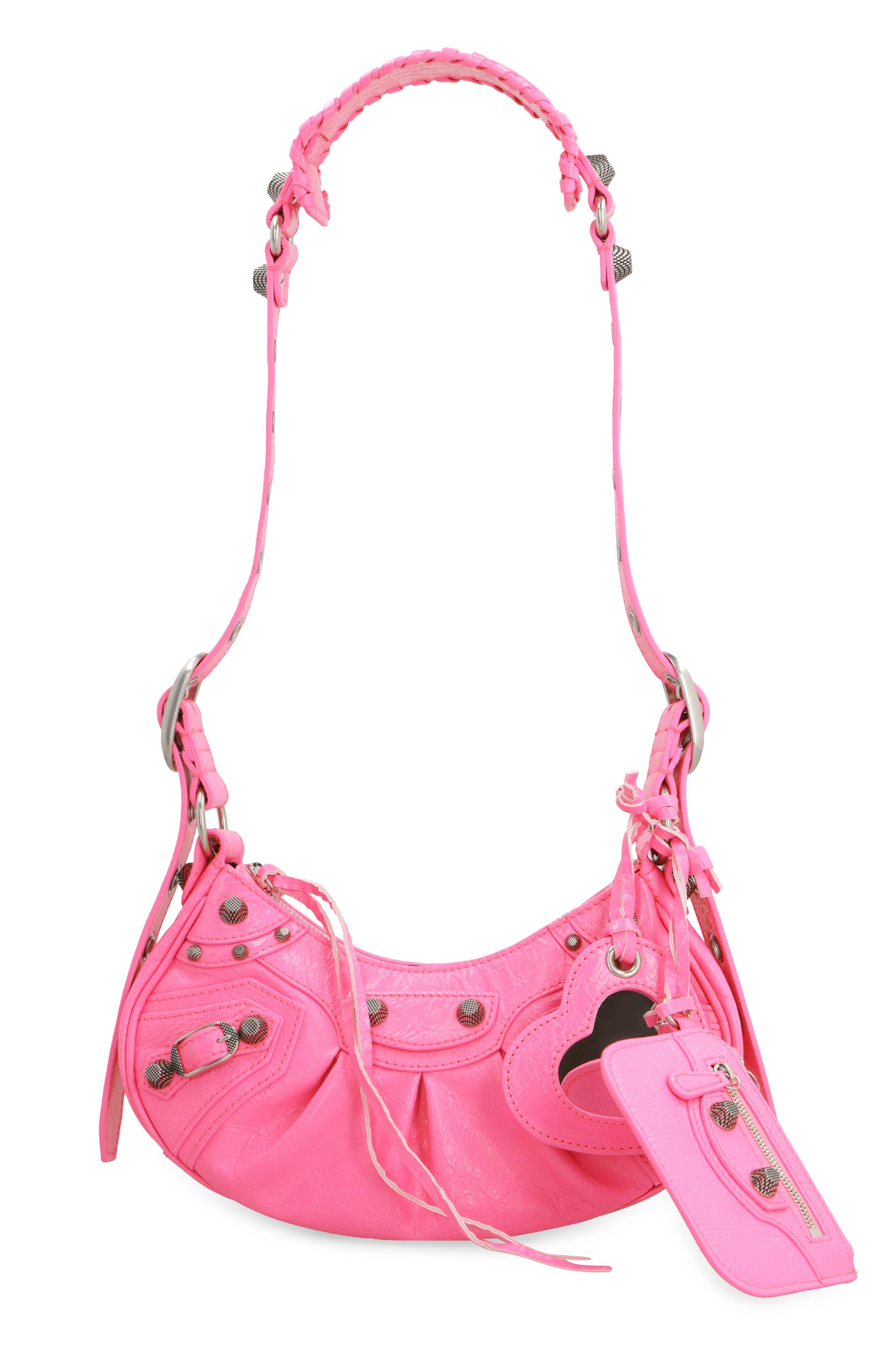 Shop Balenciaga Pink & Purple Leather Mini Crossbody Bag For Women In Fuchsia
