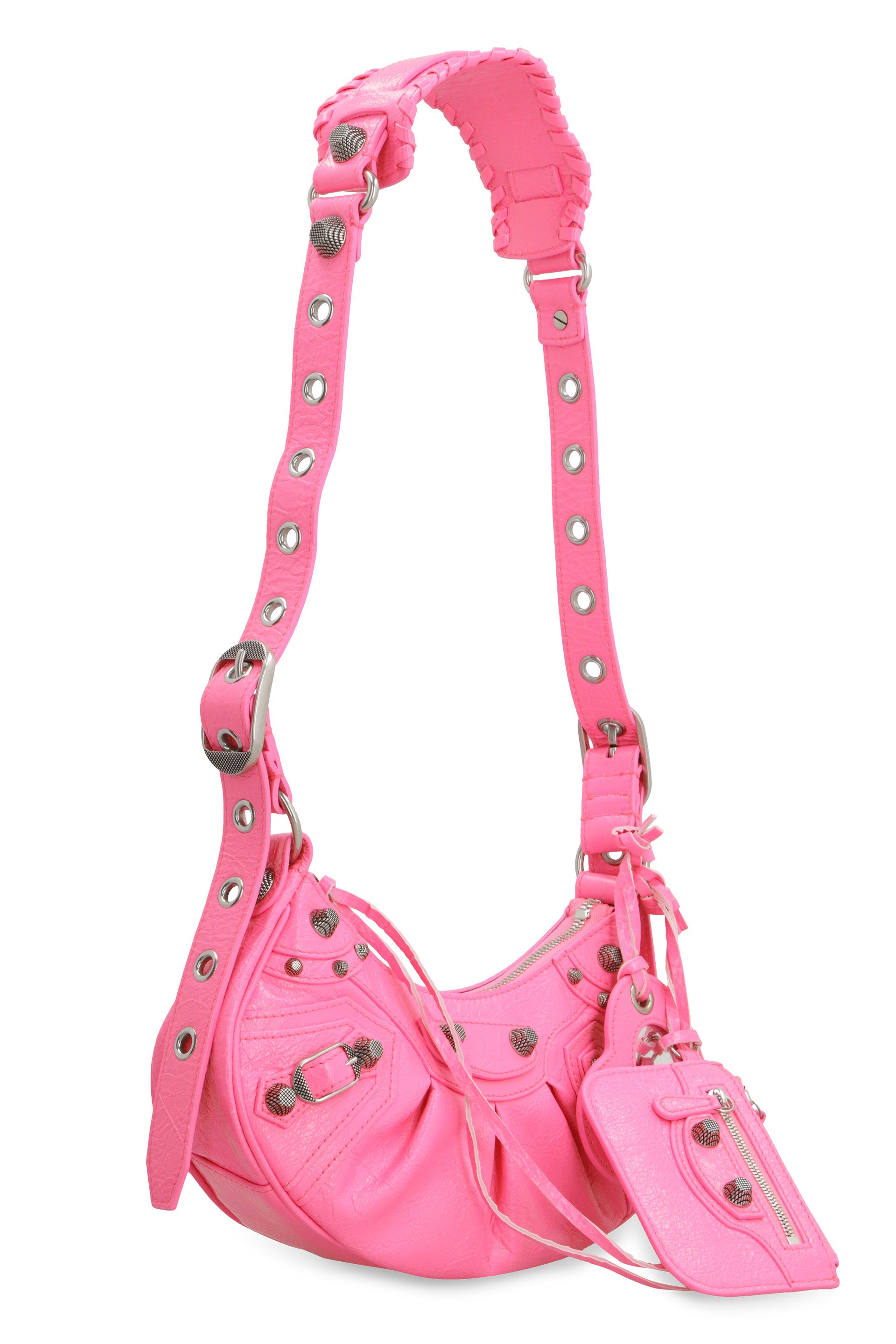 Shop Balenciaga Pink & Purple Leather Mini Crossbody Bag For Women In Fuchsia