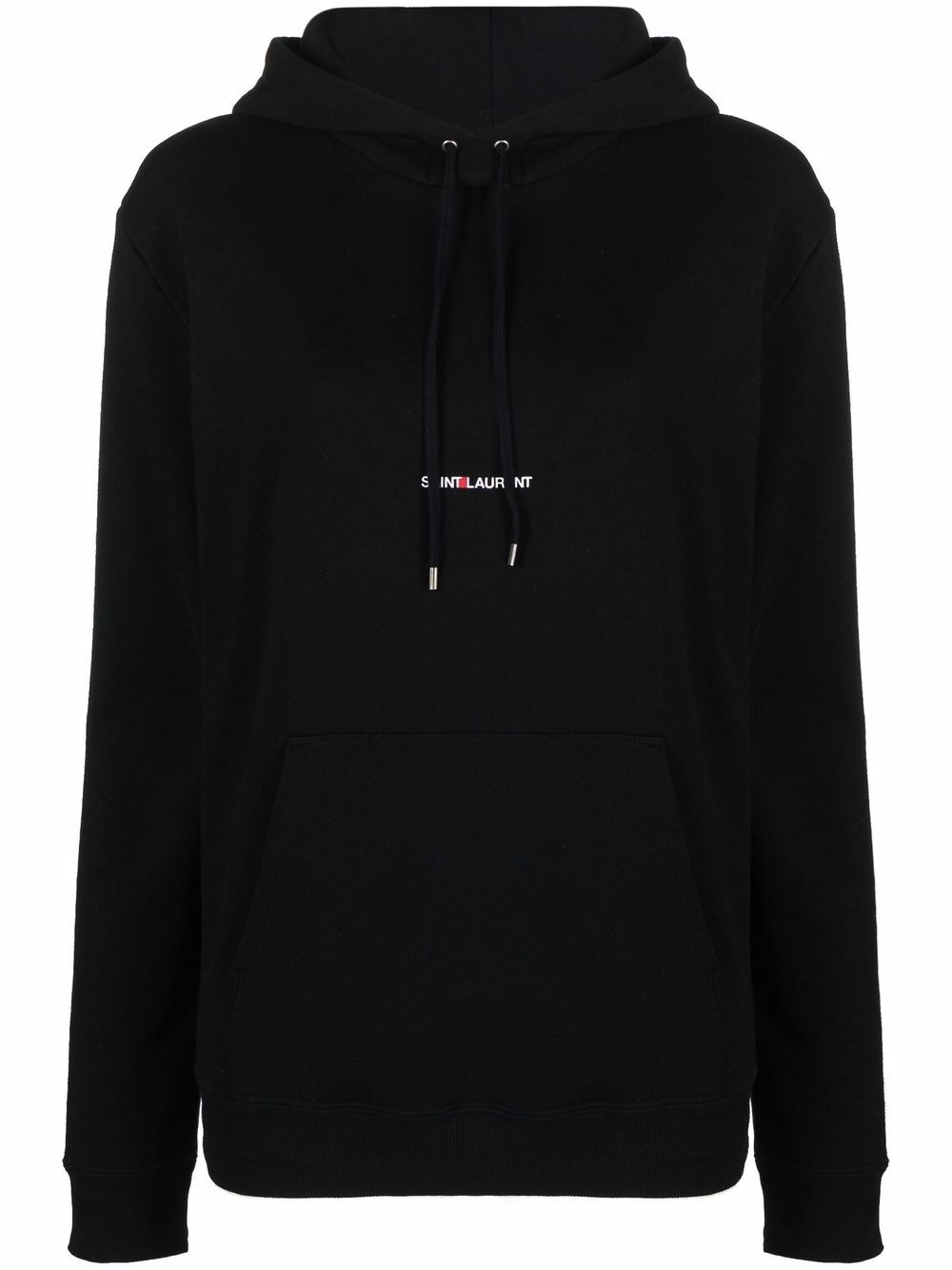 Shop Saint Laurent Black And White  Logo Hoodie For Women Ss24