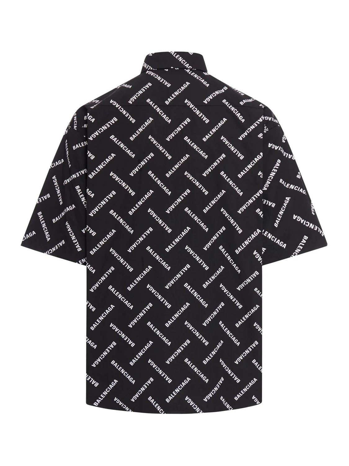 Shop Balenciaga Black Diagonal Allover Poplin Shirt For Men