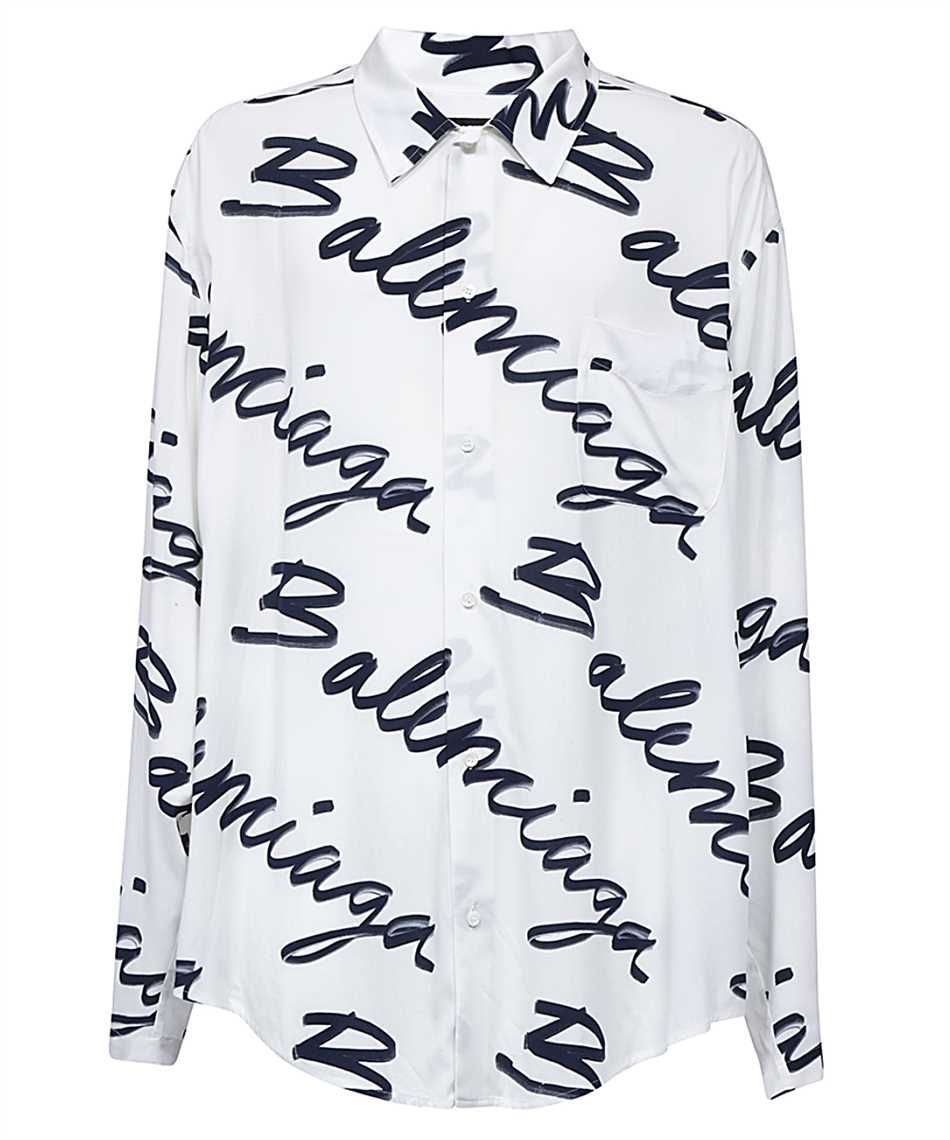 Shop Balenciaga Allover Logo Print Long-sleeve Shirt For Men In White