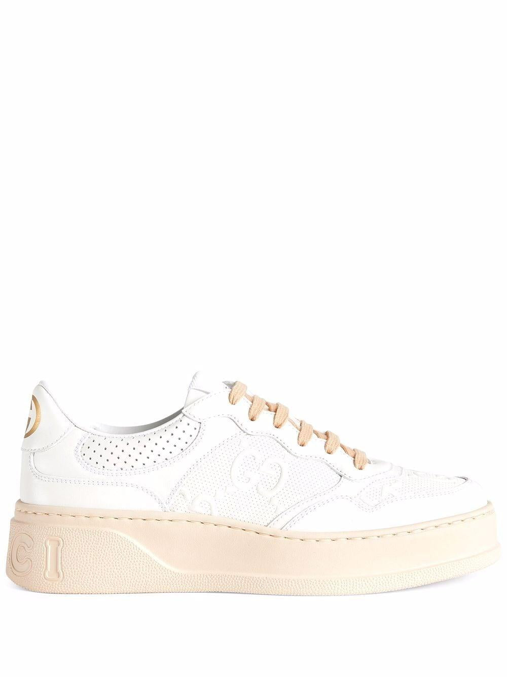 Gucci Embossed Lace-up Sneakers For Women In White