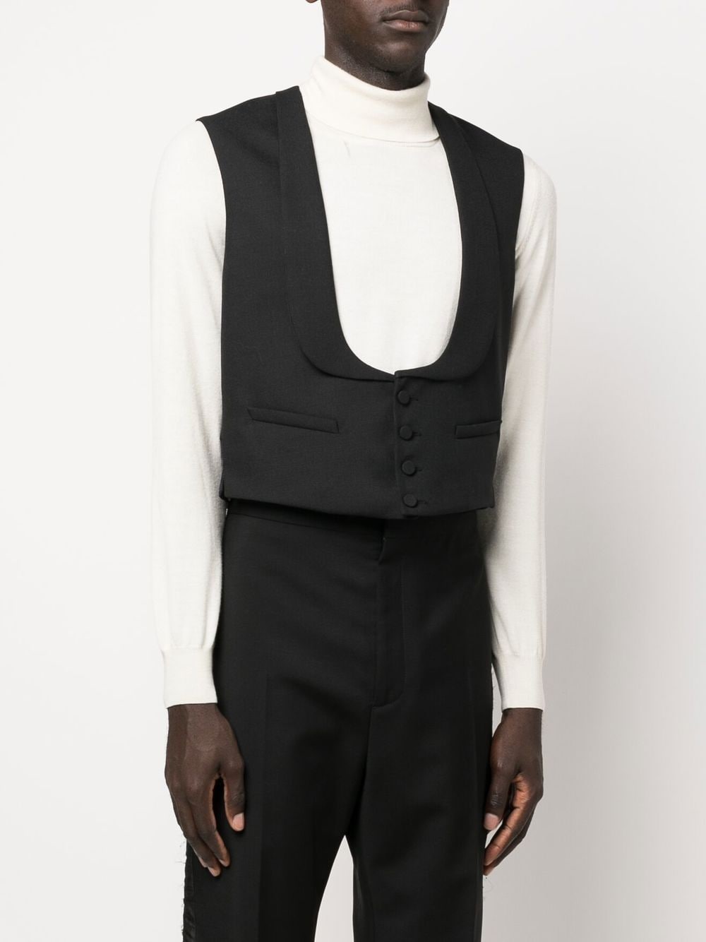 Shop Gucci Black Wool And Mohair Gilet For Men