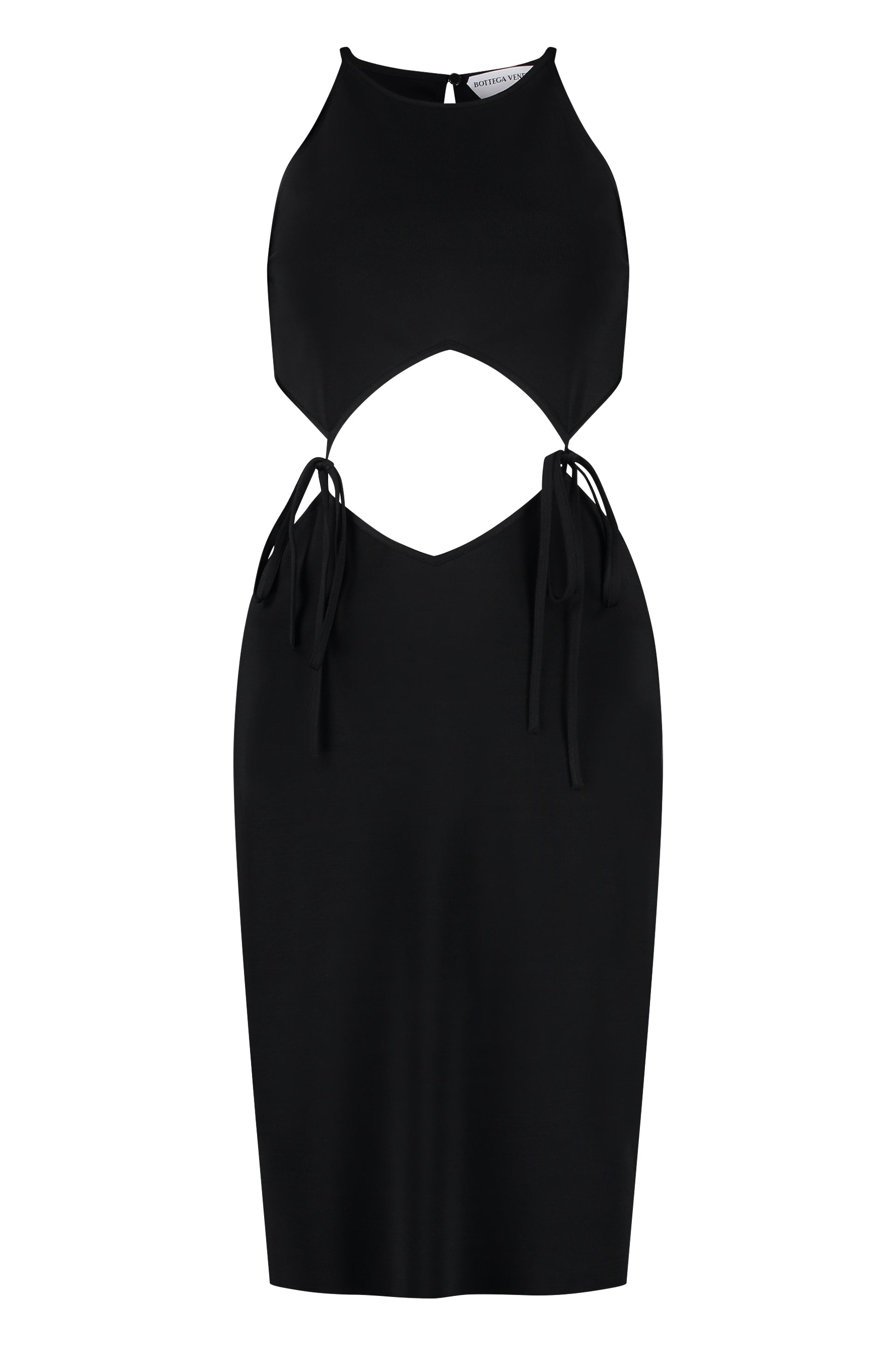 Shop Bottega Veneta Black Cut Out T-shirt Dress For Women