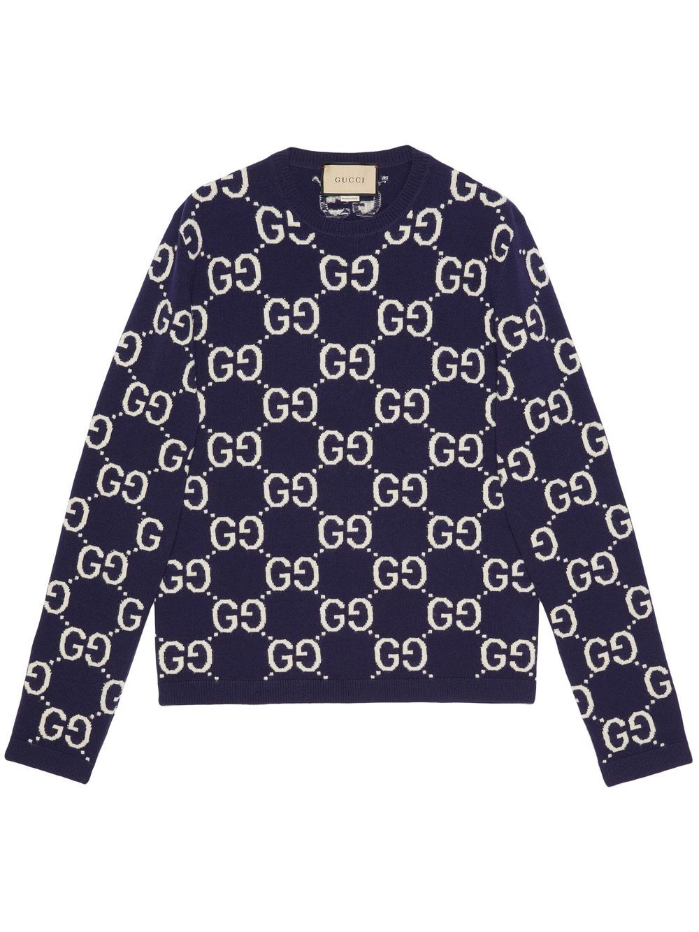 Gucci Blue Wool Crewneck Sweater For Men