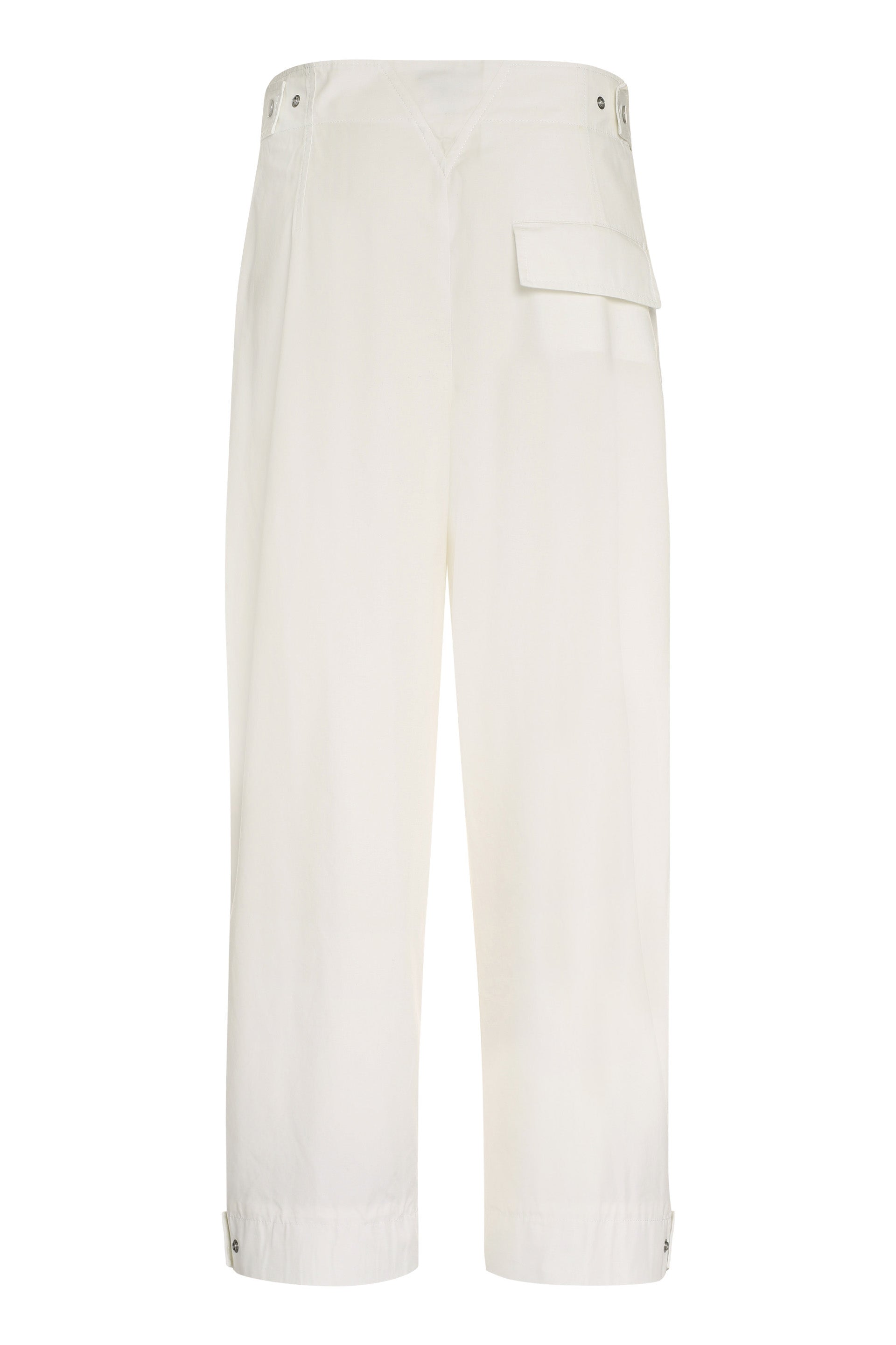 Shop Bottega Veneta White Cotton Trousers For Women