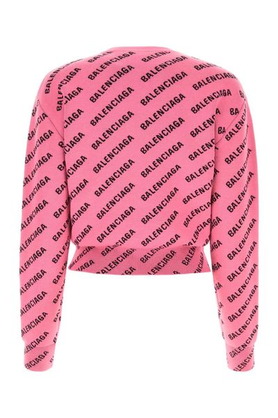 Shop Balenciaga Pink Jacquard Crew-neck Sweater For Women