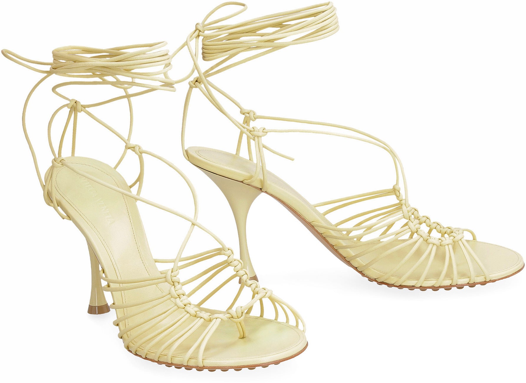 Shop Bottega Veneta White Dot Heeled Sandals For Women In Panna