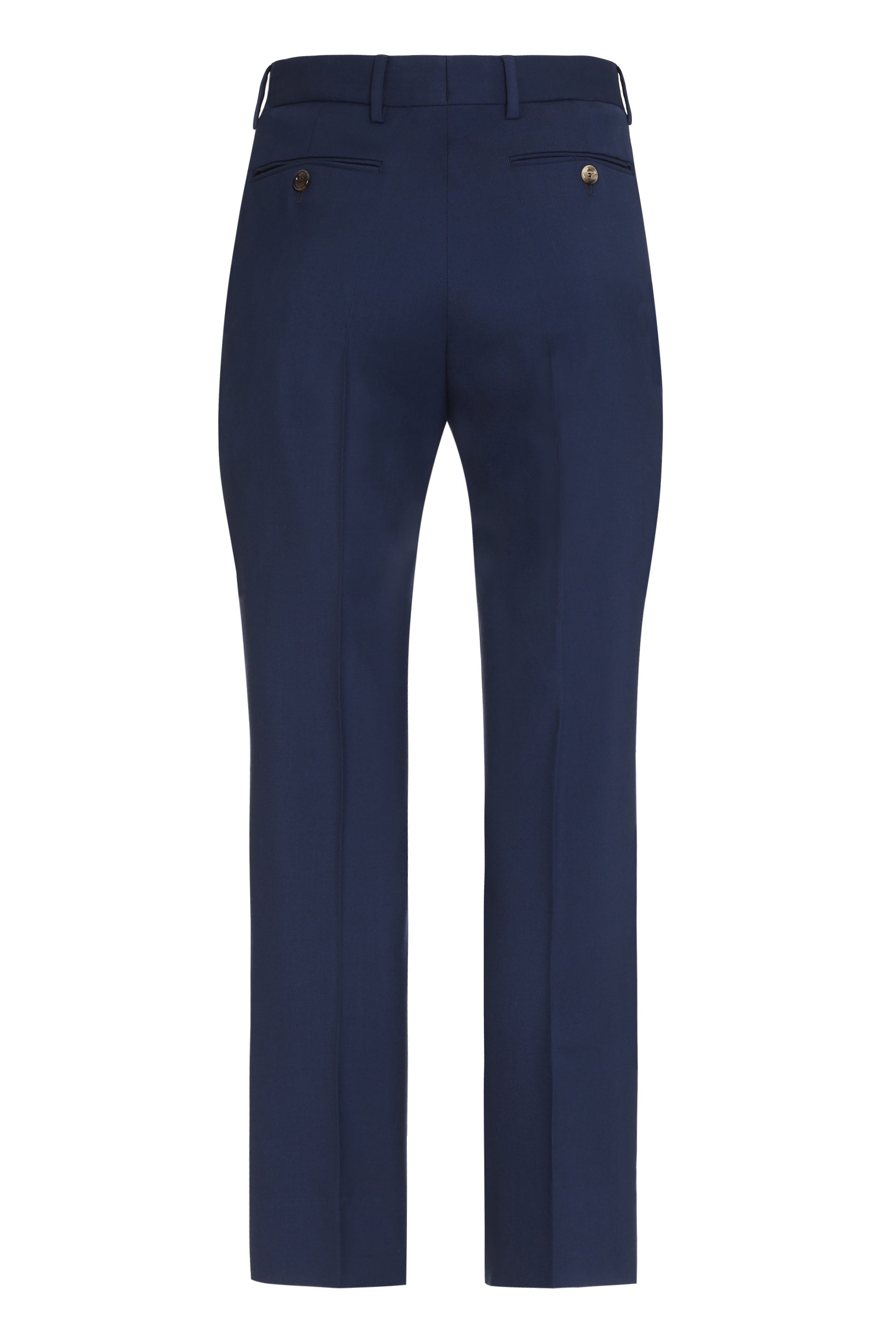 Shop Gucci Men's Blue Wool Blend Trousers With Contrasting Color Side Stripes For Fw22