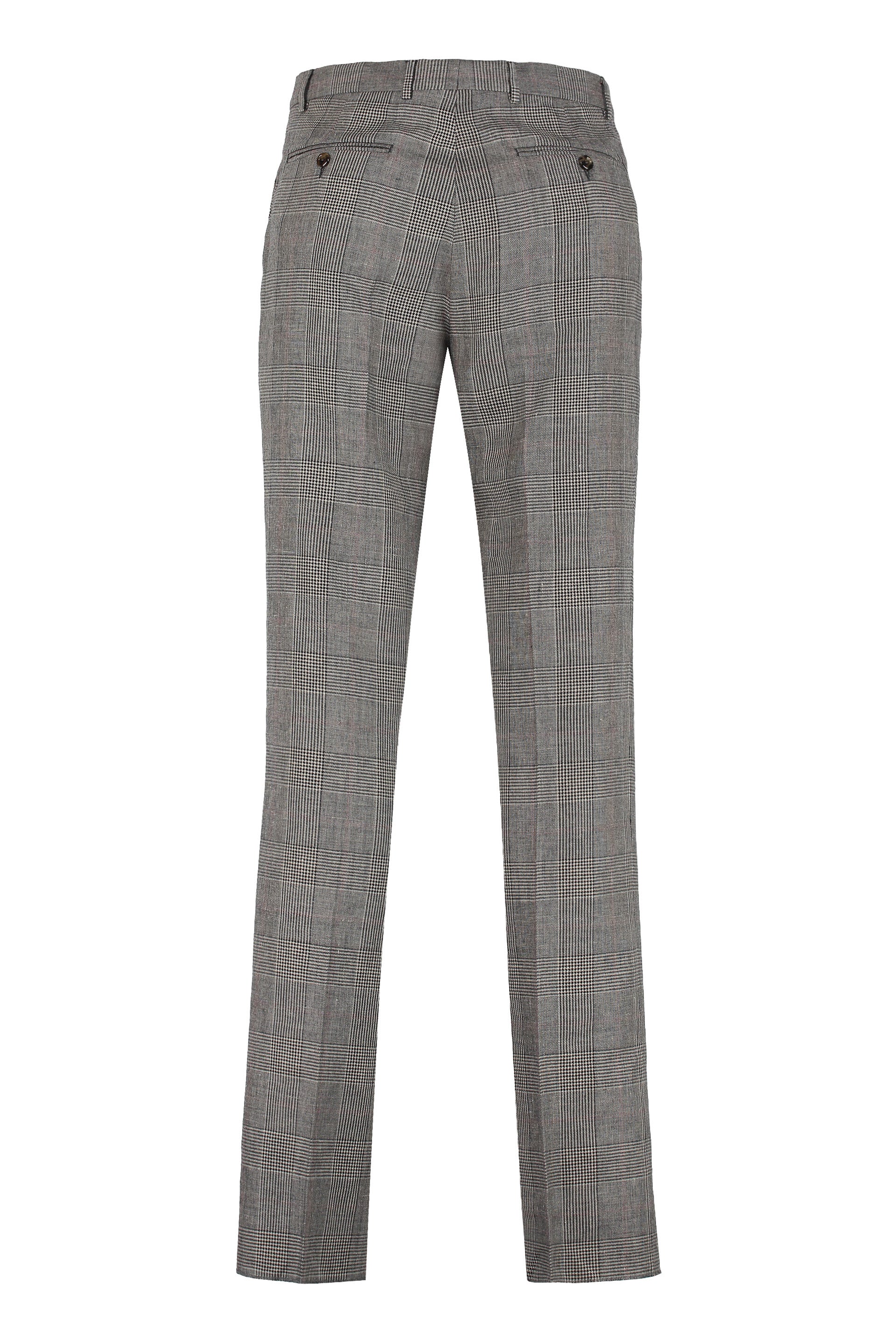 Shop Gucci Tailored Grey Checkered Trousers For Men