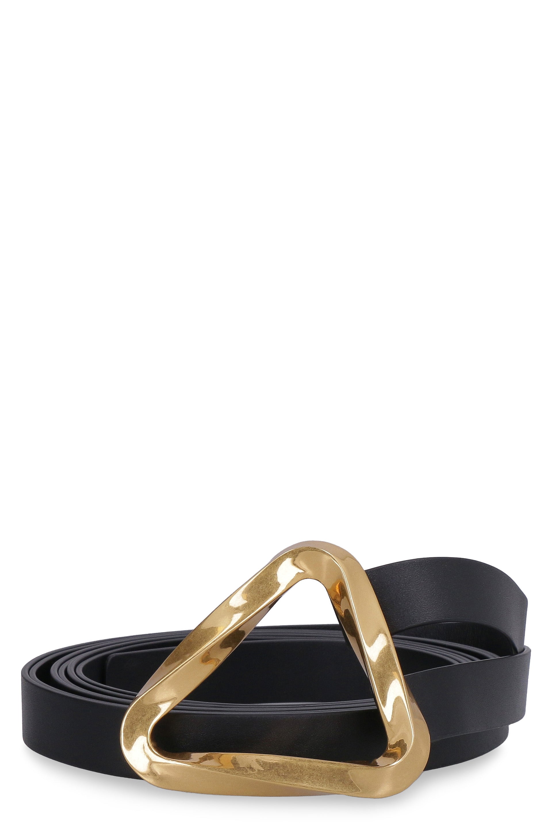 Shop Bottega Veneta Stylish Leather Double Strap Belt With Gold-tone Hardware, Seasonal Must-have For Women In Black