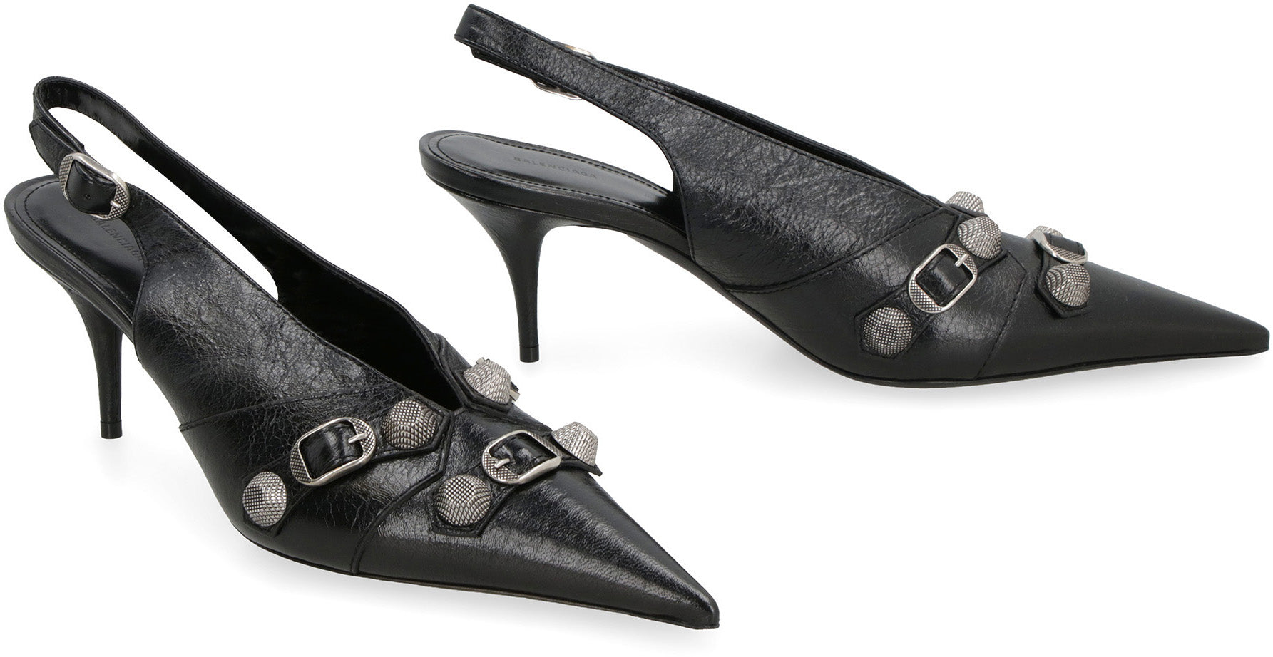Shop Balenciaga Sleek Black Leather Slingback Pumps
