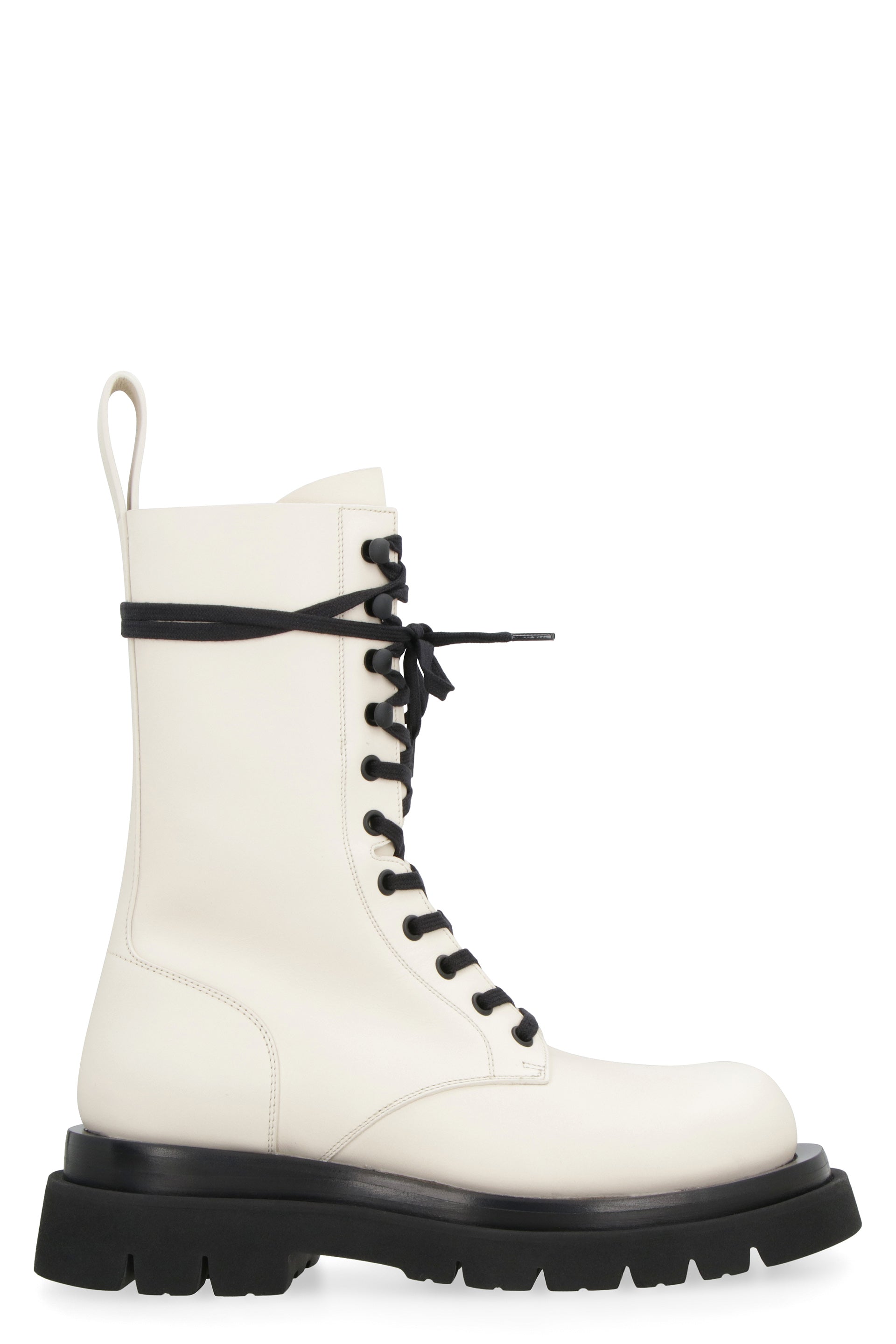 Bottega Veneta Lace-up Ankle Boots For Women In Panna