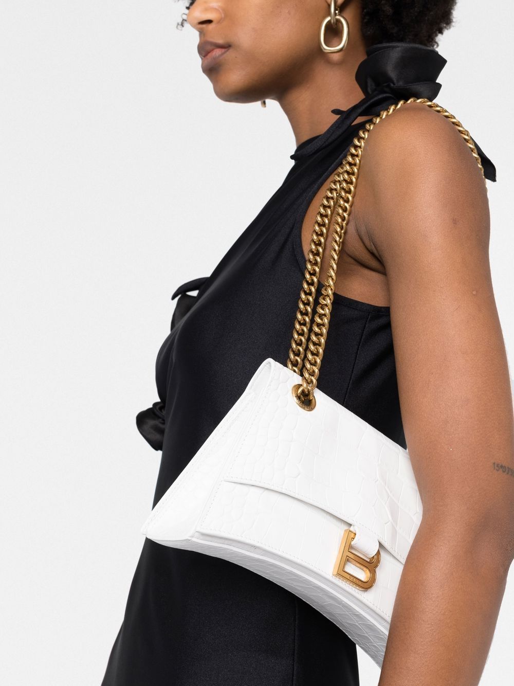 Shop Balenciaga White Croc Crossbody Bag For Women