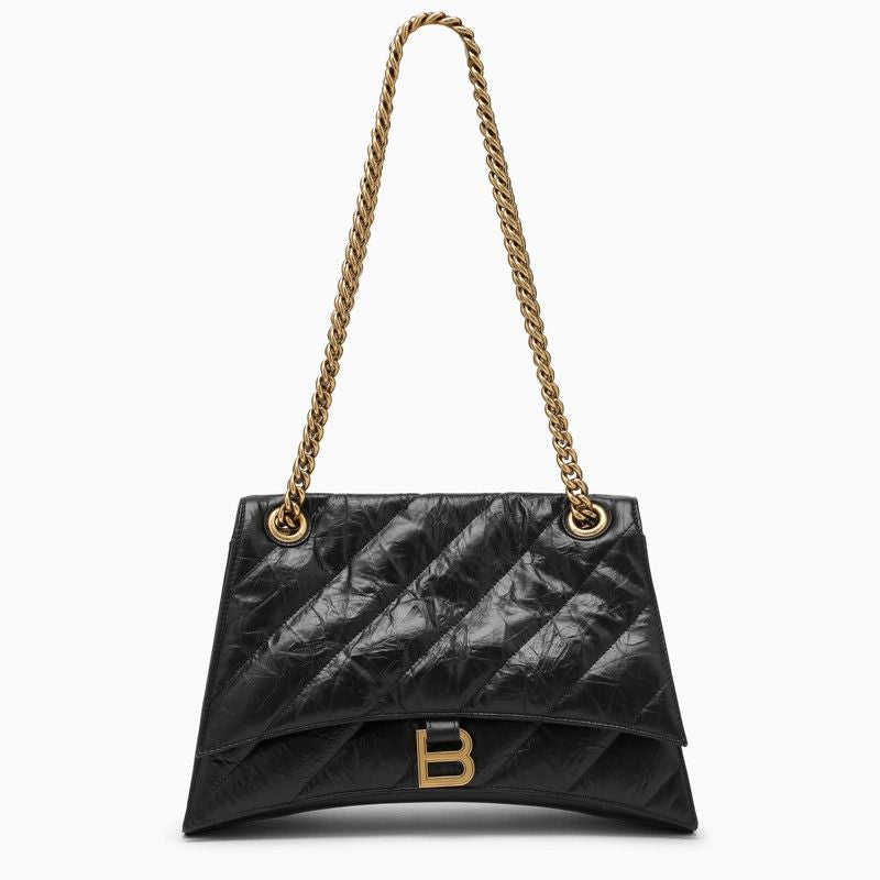 Shop Balenciaga Women's Black Quilted Leather Shoulder Handbag With Gold-tone Chain And Hardware