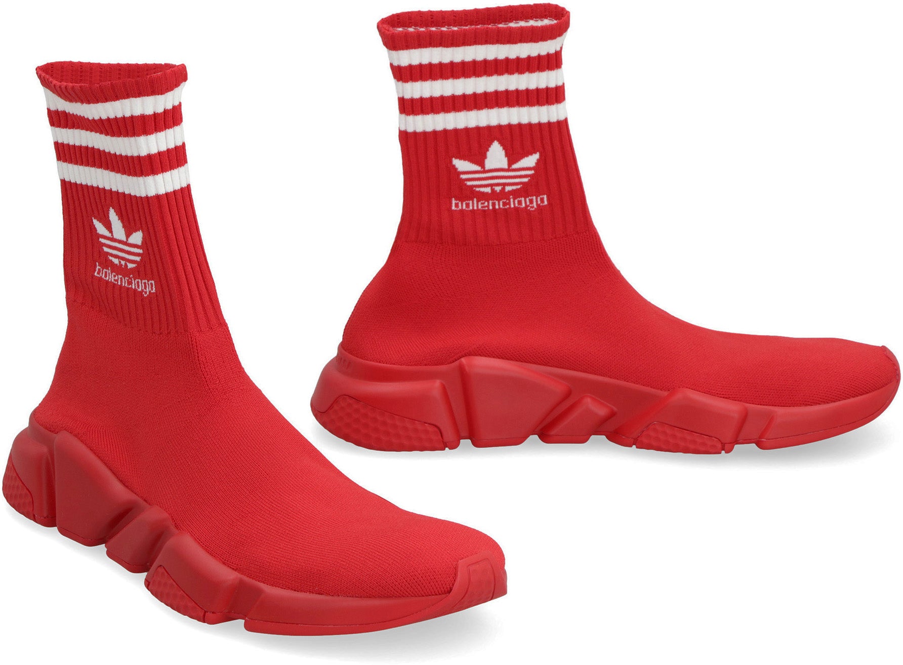 Shop Balenciaga Contrasting 3-stripes Men's Sock Sneakers In Red For Ss23