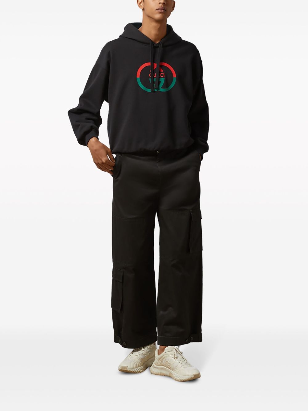 Shop Gucci Men's Black Cotton Hoodie For Ss24