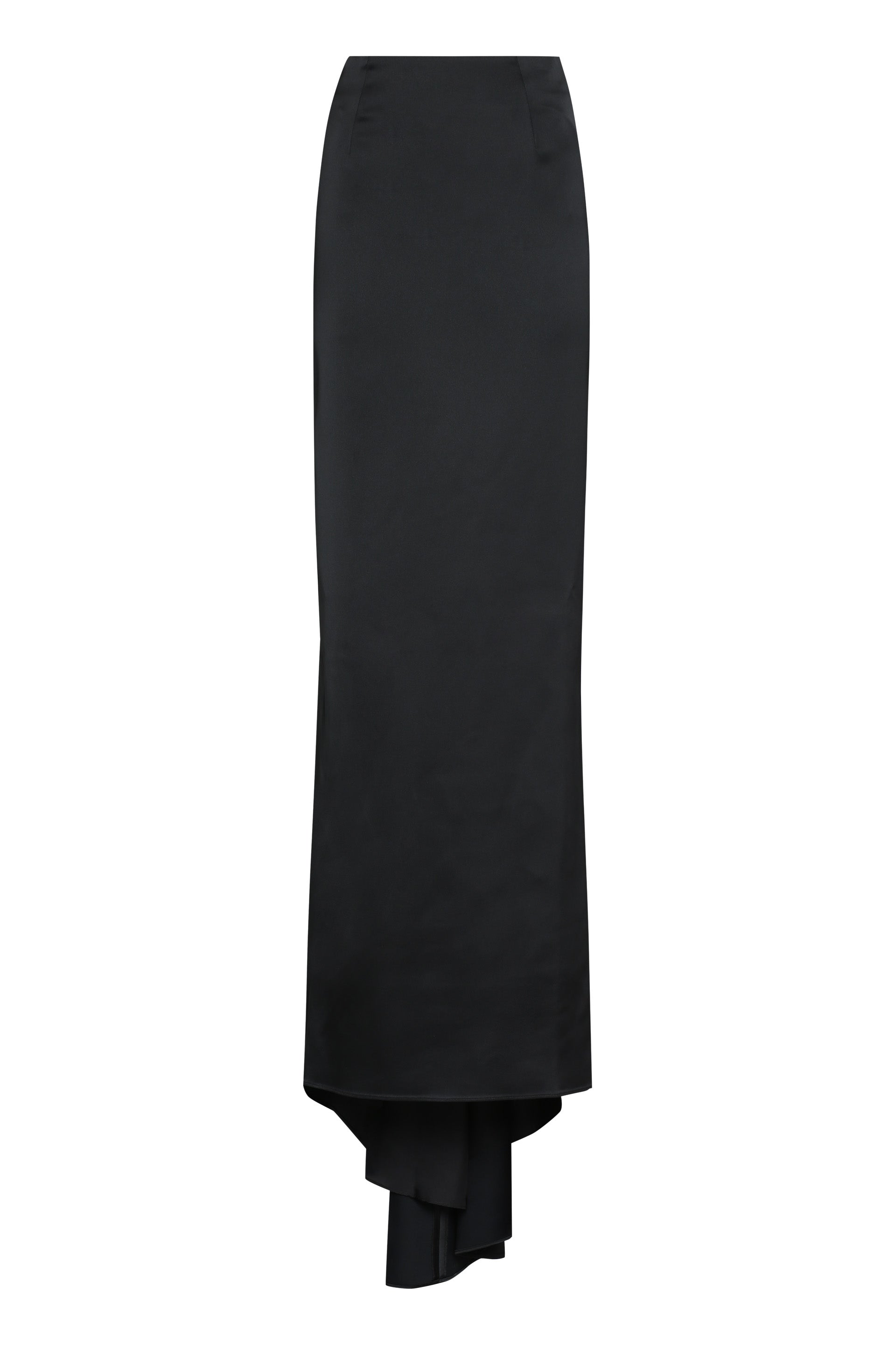 Shop Balenciaga Elegant Black Satin Skirt With Train For Women