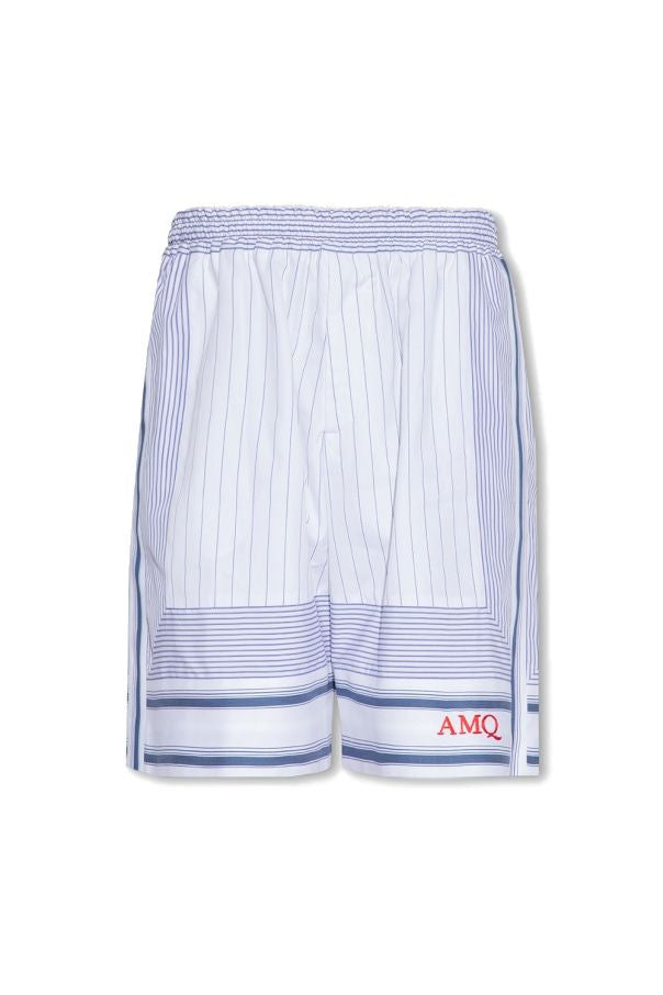 Alexander Mcqueen White Elasticated Shorts For Men In White/blue
