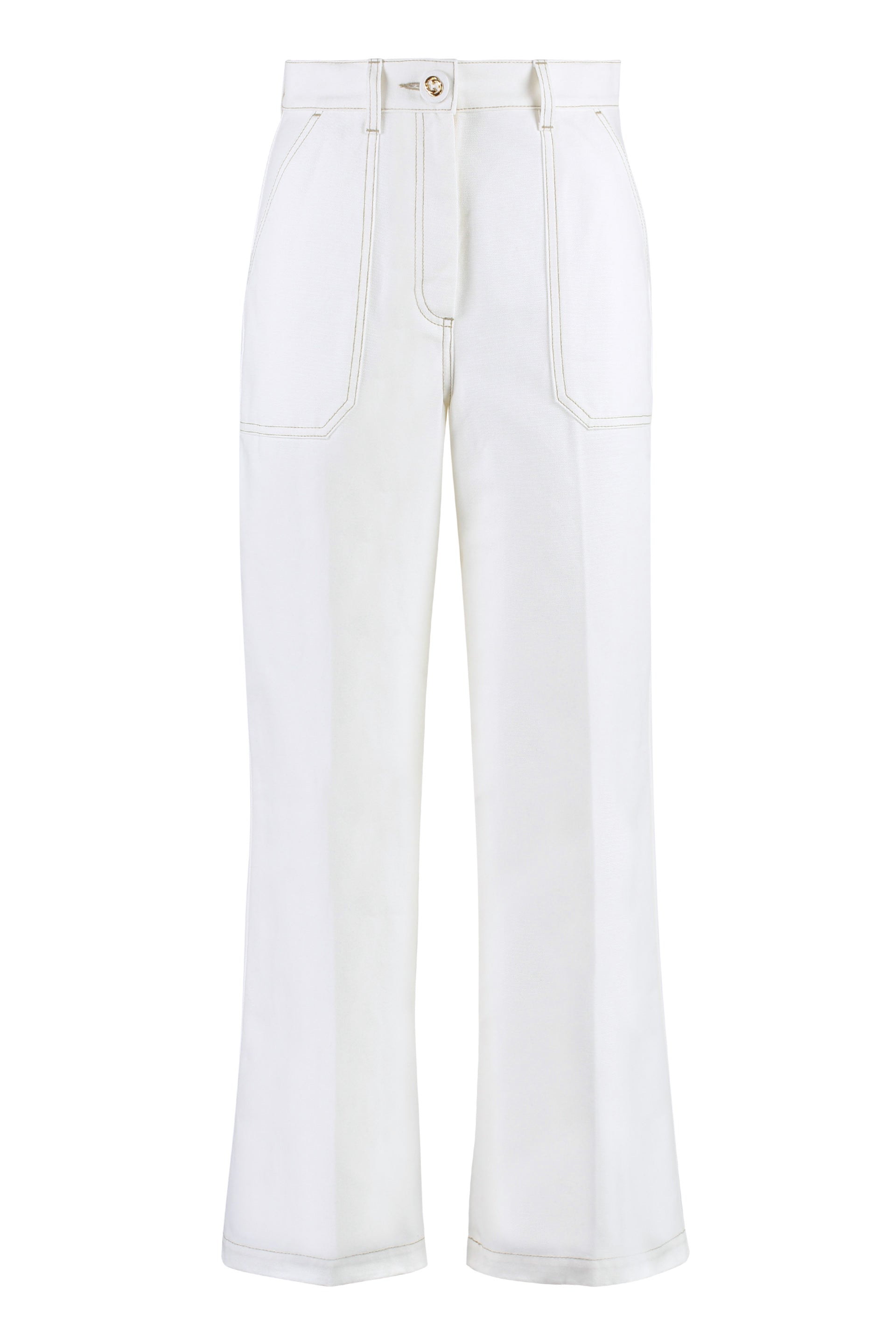 Shop Gucci White Cotton Denim Trousers For Women