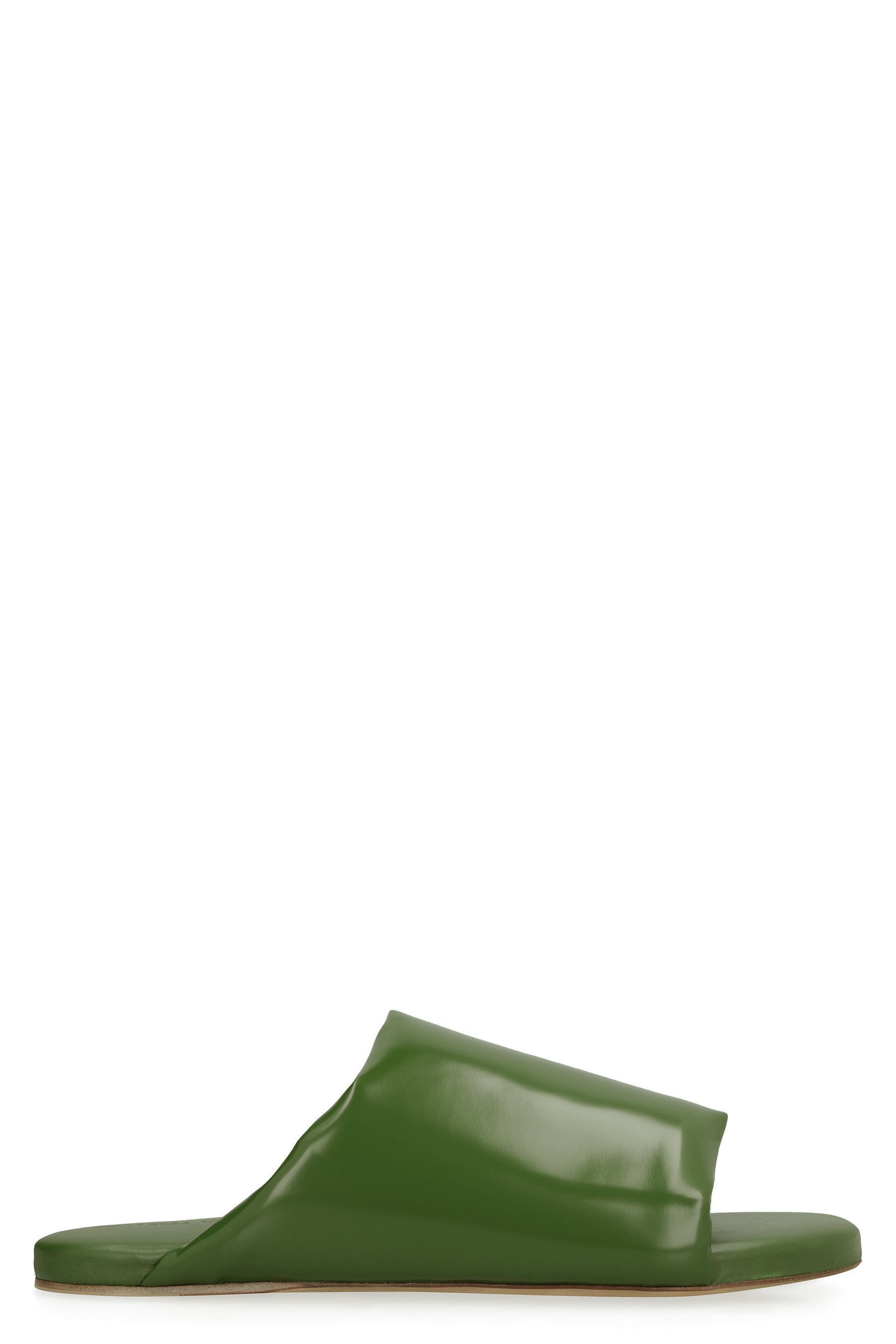 Shop Bottega Veneta Men's Green Padded Leather Sandals For Ss23