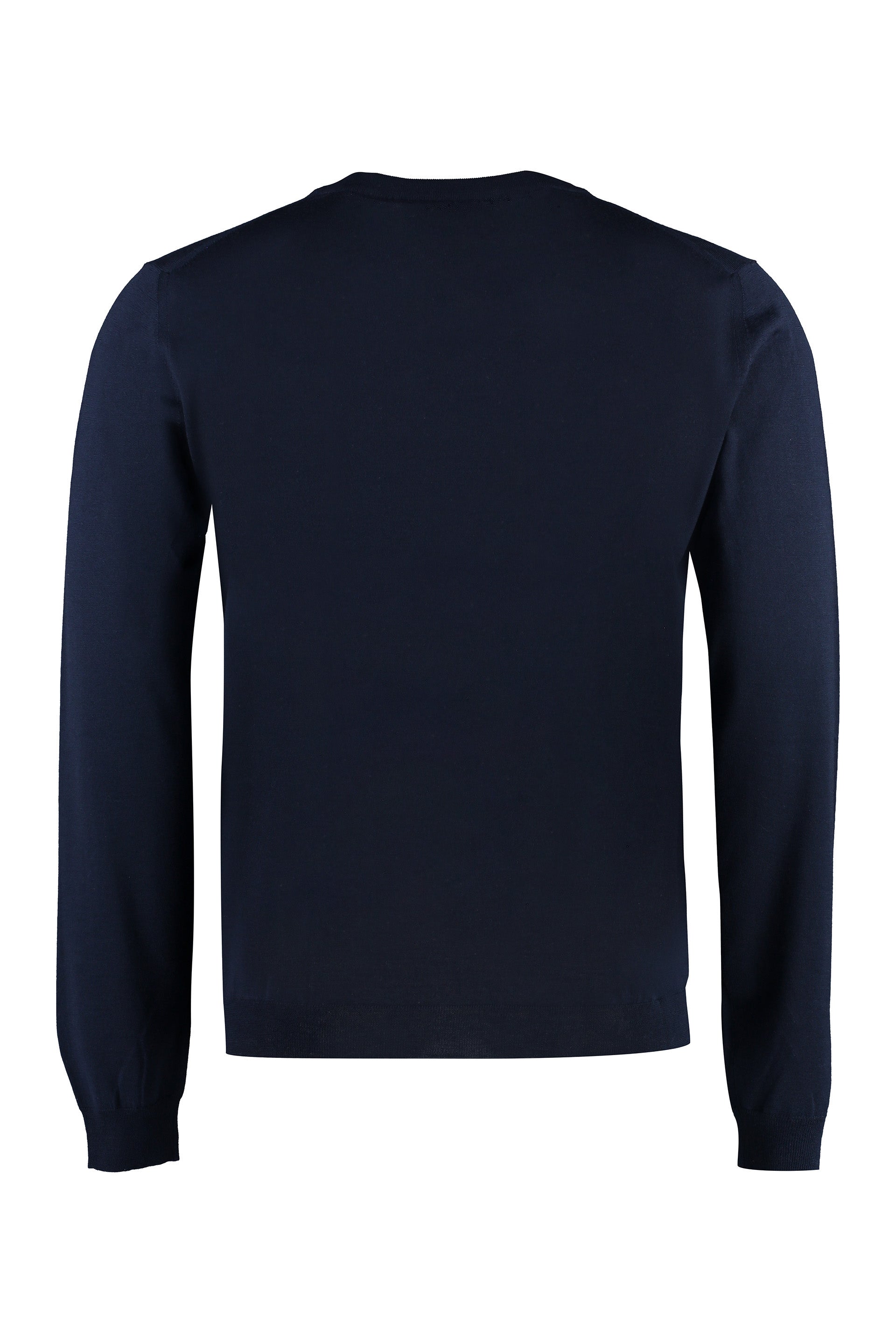 Shop Gucci Men's Blue Ribbed Wool Crew-neck Sweater