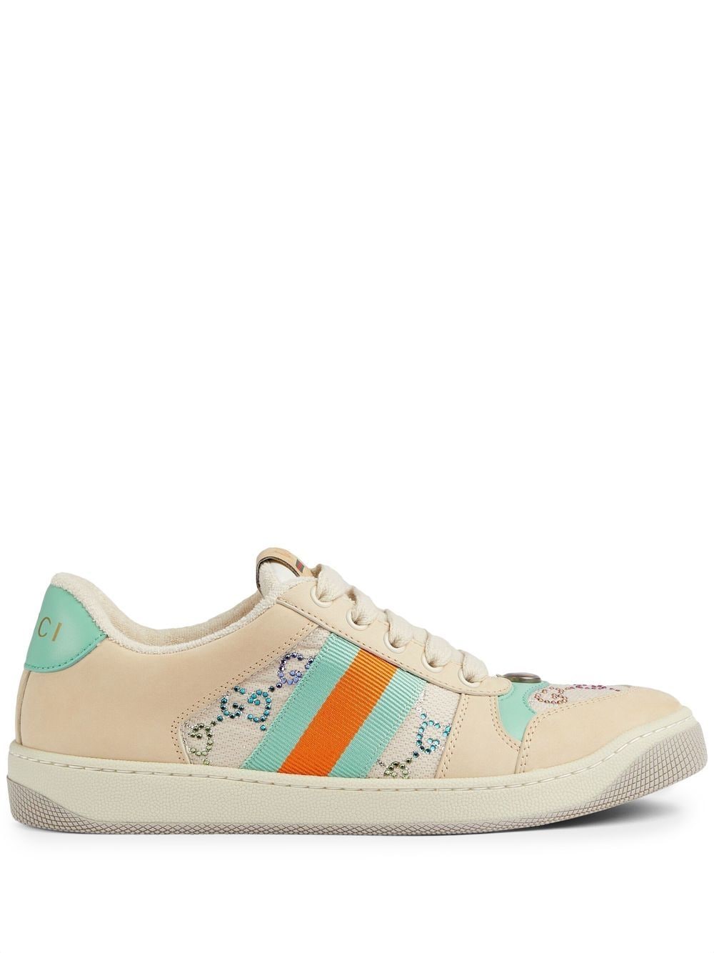 Gucci Turquoise Leather Sneakers For Women In White
