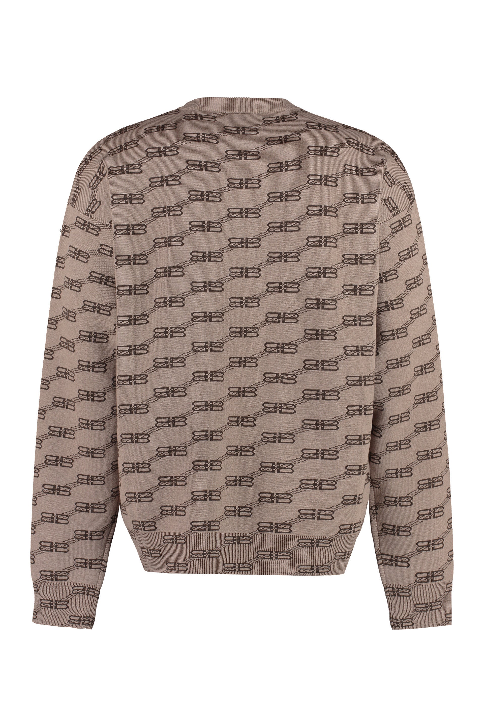 Shop Balenciaga Men's Long Sleeve Brown Crew-neck Sweater For Ss23